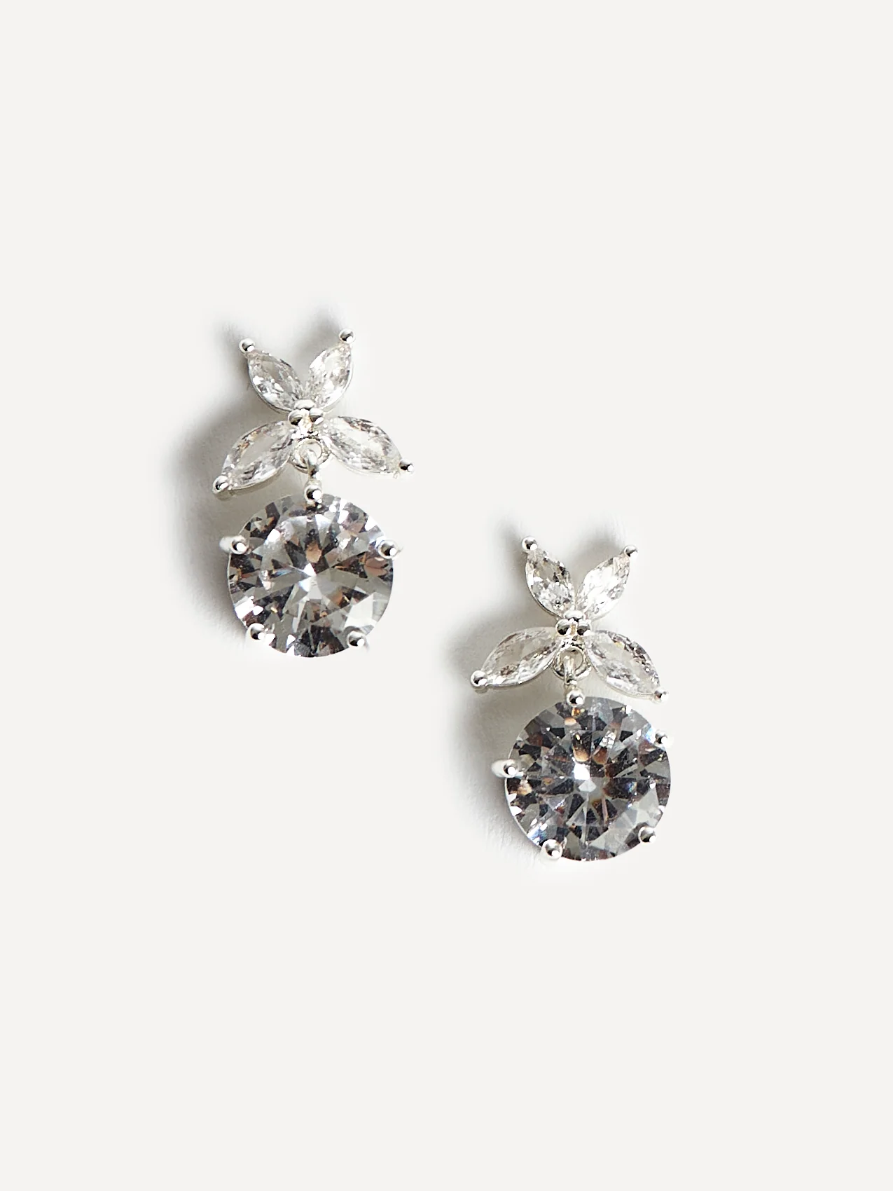 Bloom Silver Crystal Drop Earrings - Image 2