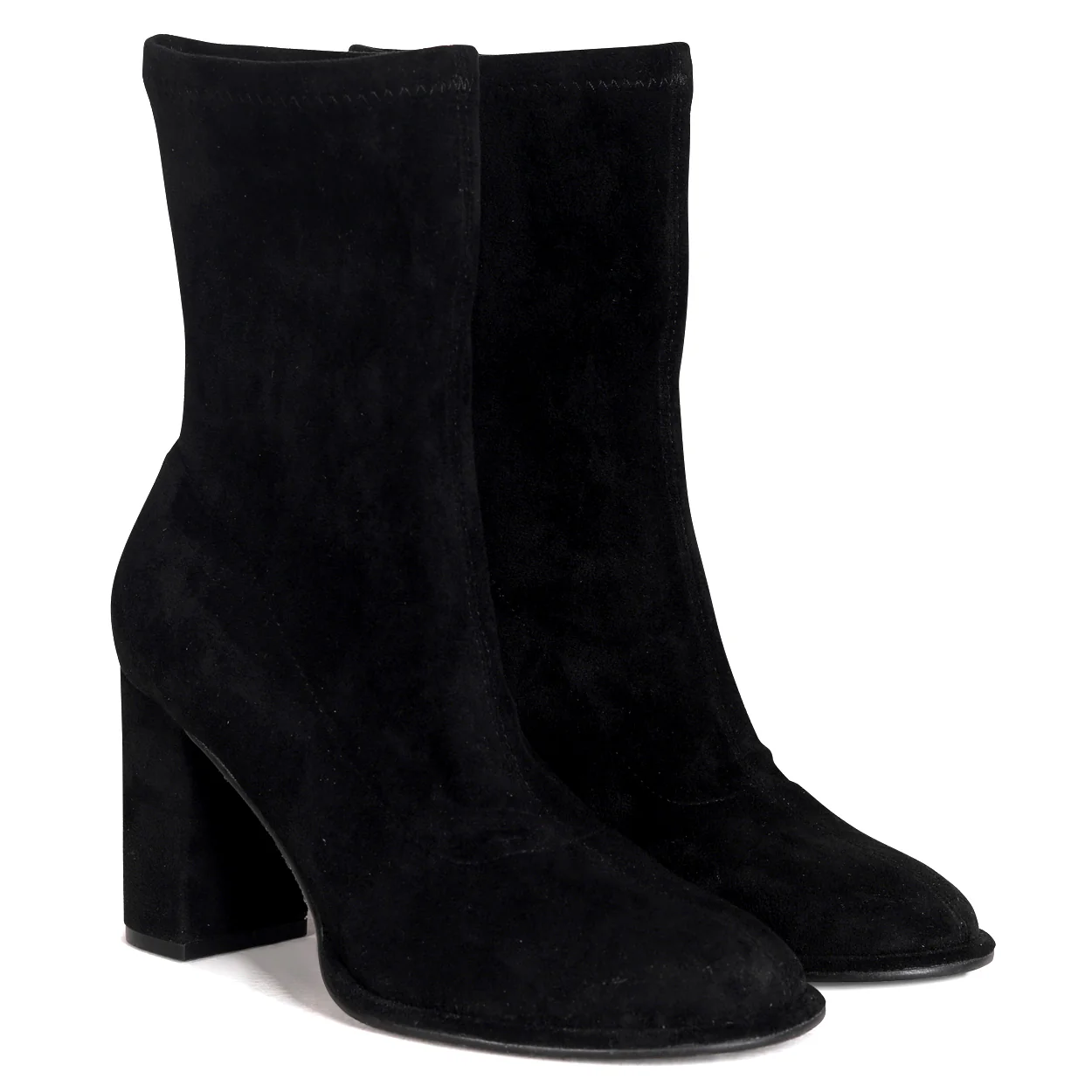 Bluebell Black Faux Suede Heeled Sock Boots - Image 2