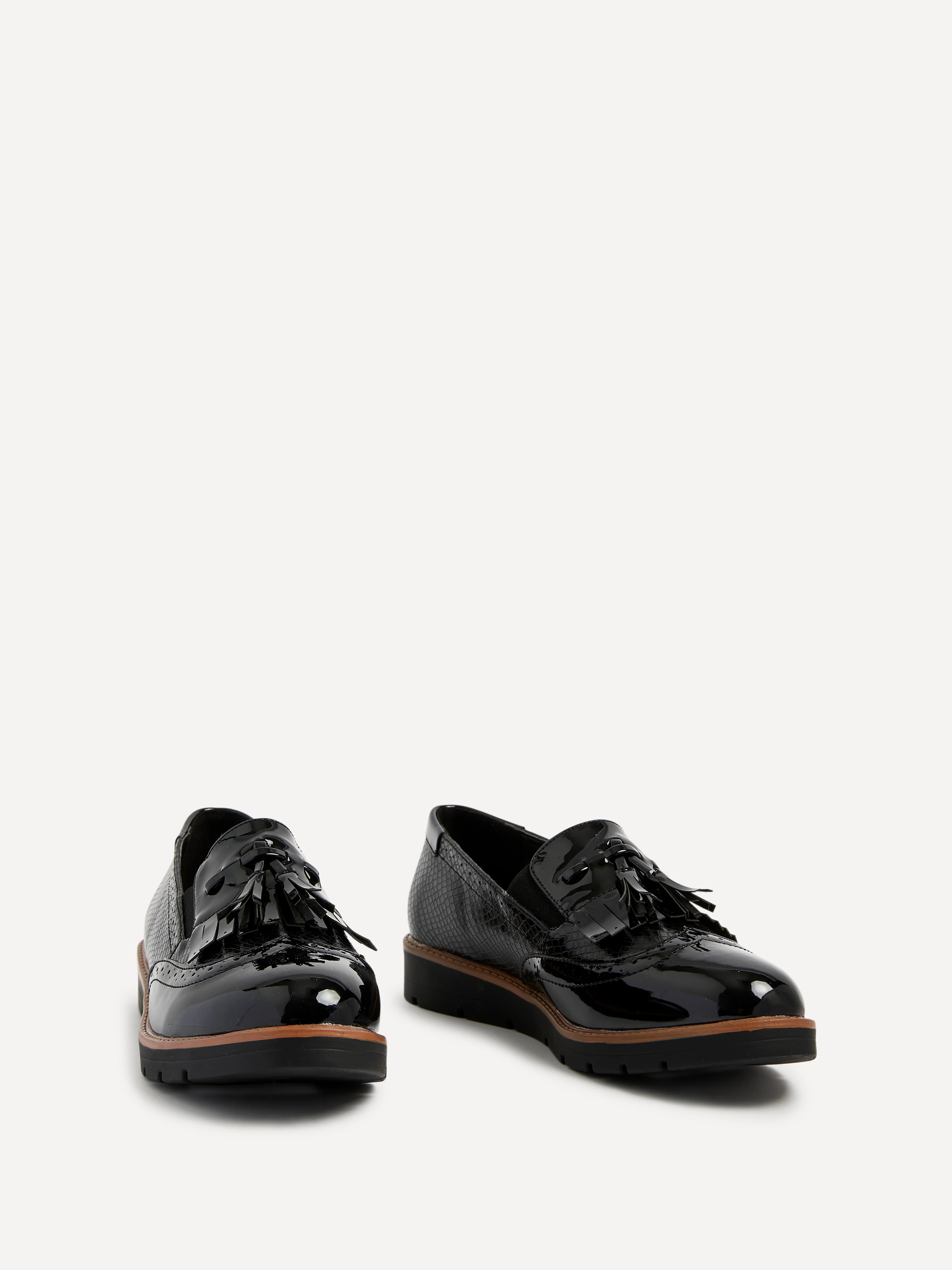 Bowen Black Patent & Lizard Faux Leather Loafers - Image 2
