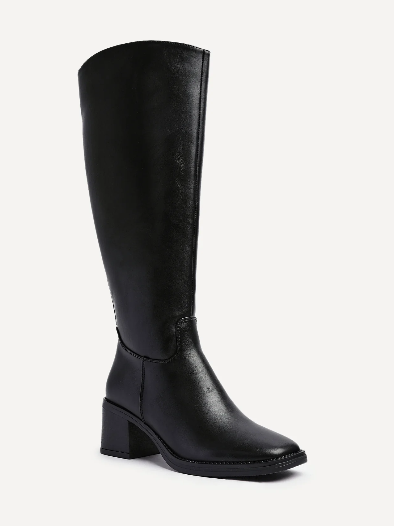 Brandy Black Long Block Heeled Boots - Image 5