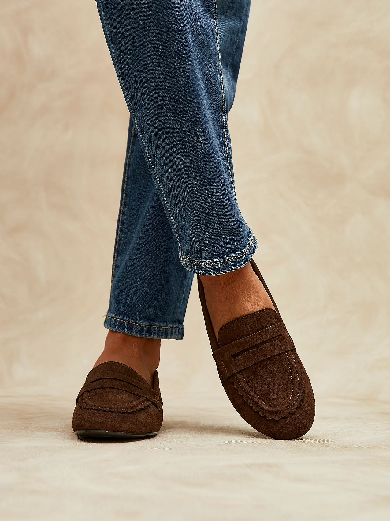 Bree Brown Suede Leather Penny Loafer - Image 6