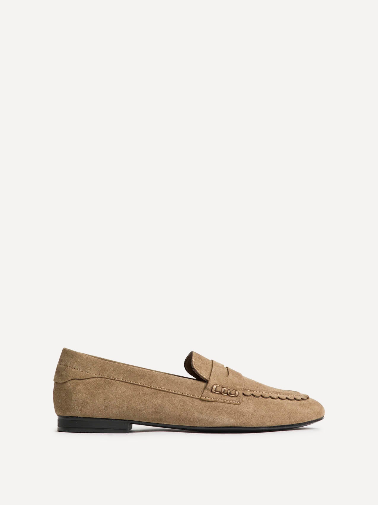 Bree Taupe Suede Leather Penny Loafer - Image 2