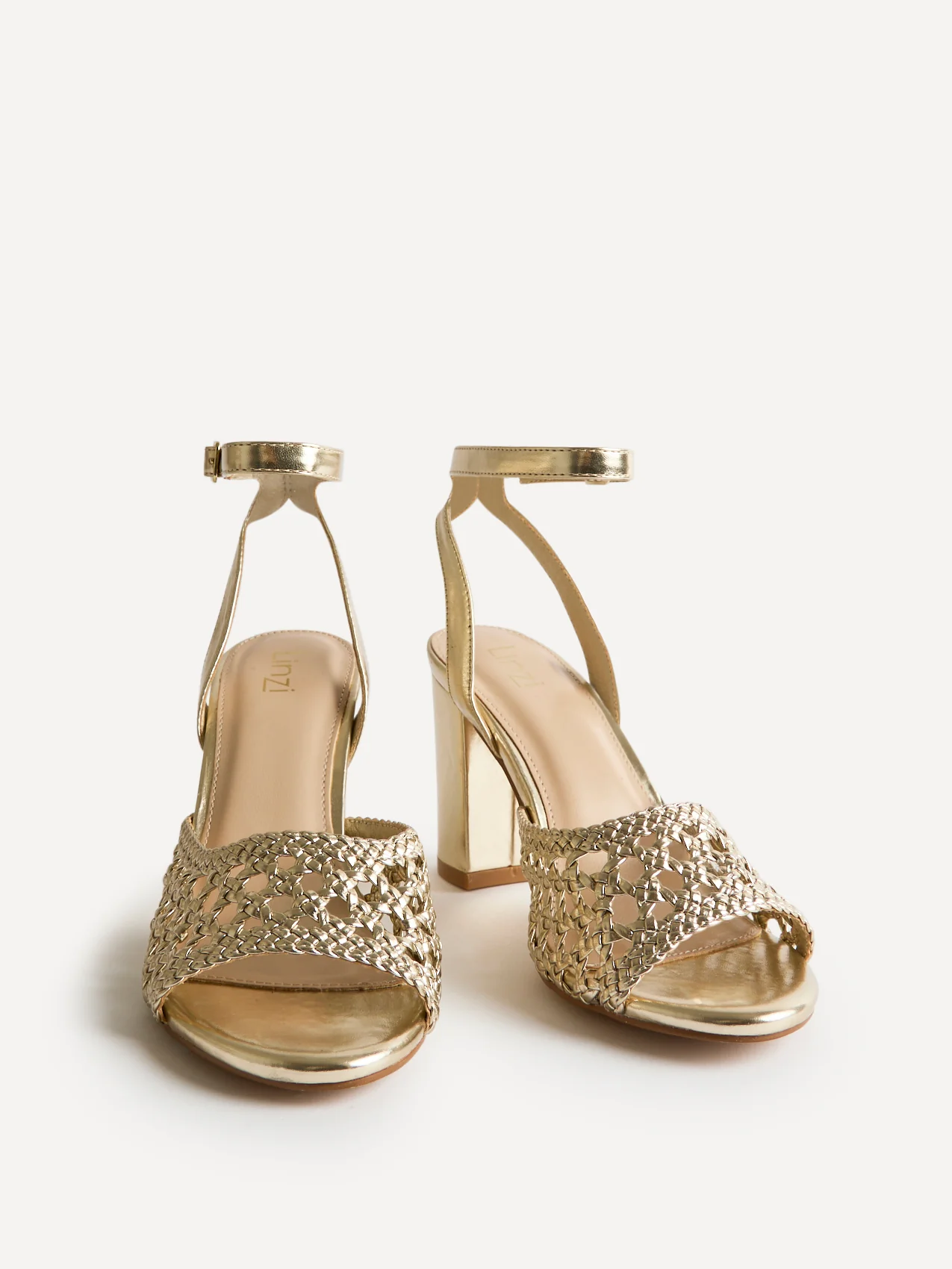 Bridget Gold Faux Leather Handwoven Heels - Image 3