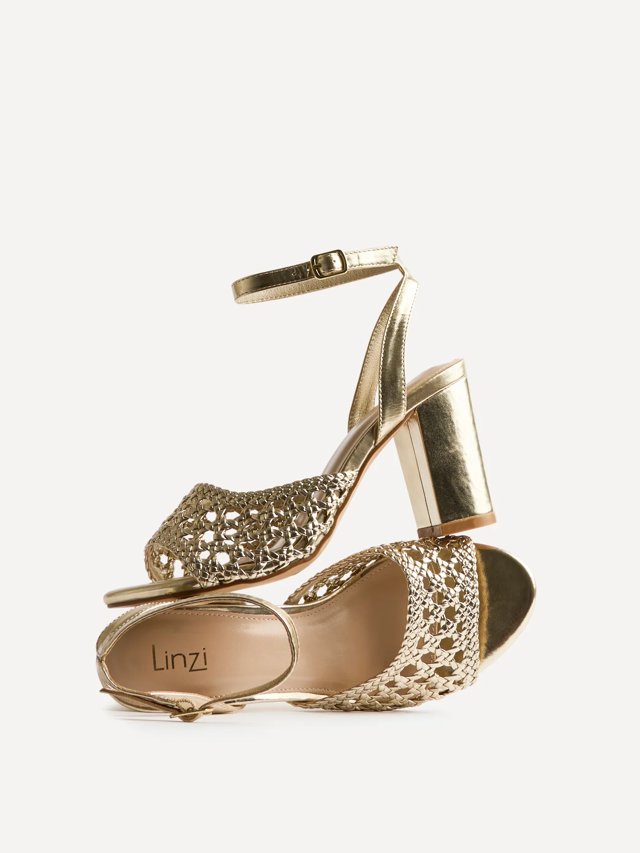 Bridget Gold Faux Leather Handwoven Heels - Image 5