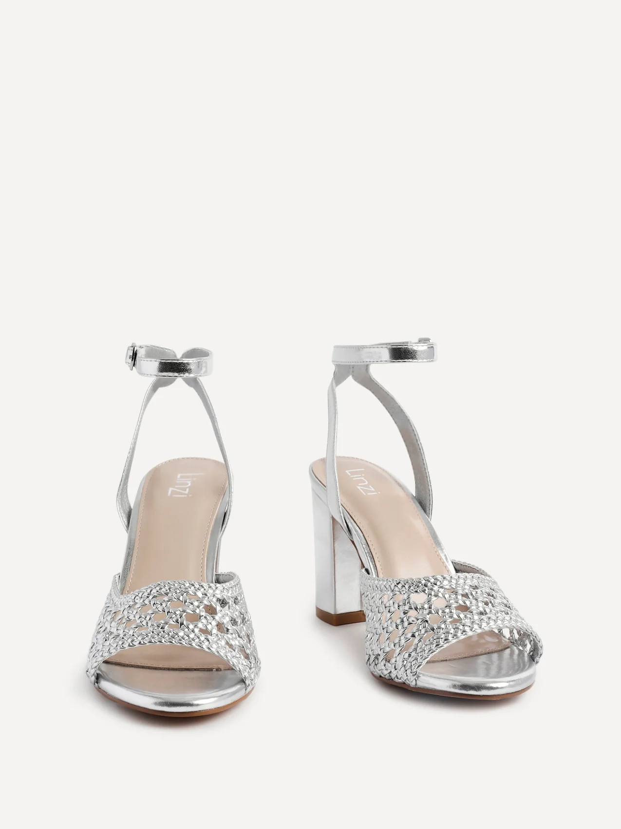 Bridget Silver Faux Leather Handwoven Heels - Image 3