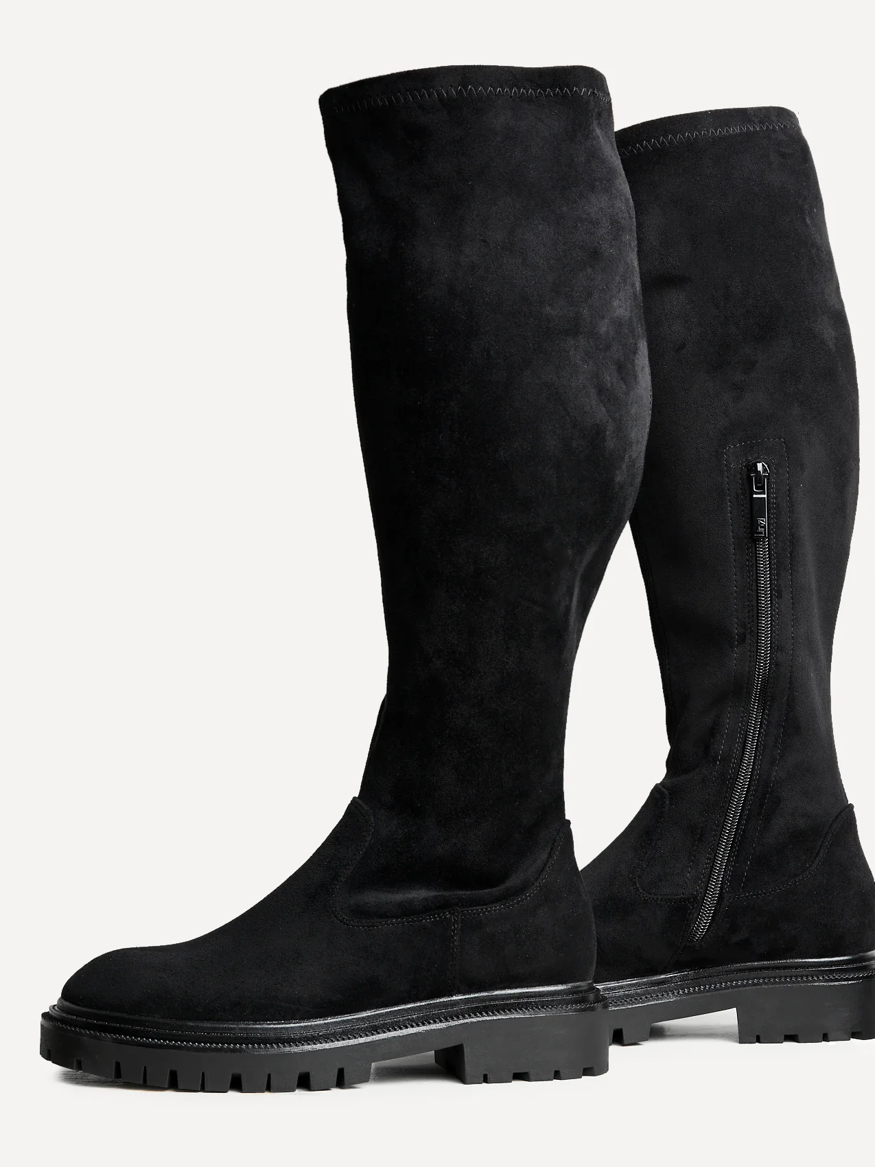 Briody Wide Fit Black Faux Suede Long Boots - Image 4