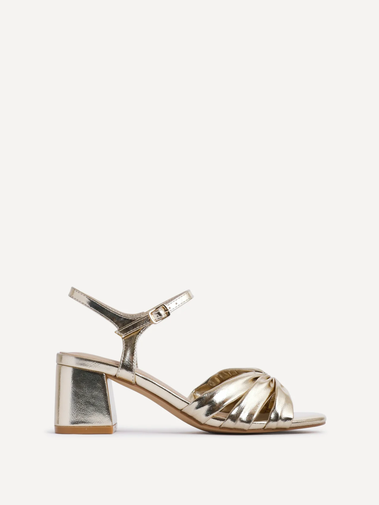Broadway Gold Faux Leather Heeled Sandals - Image 2