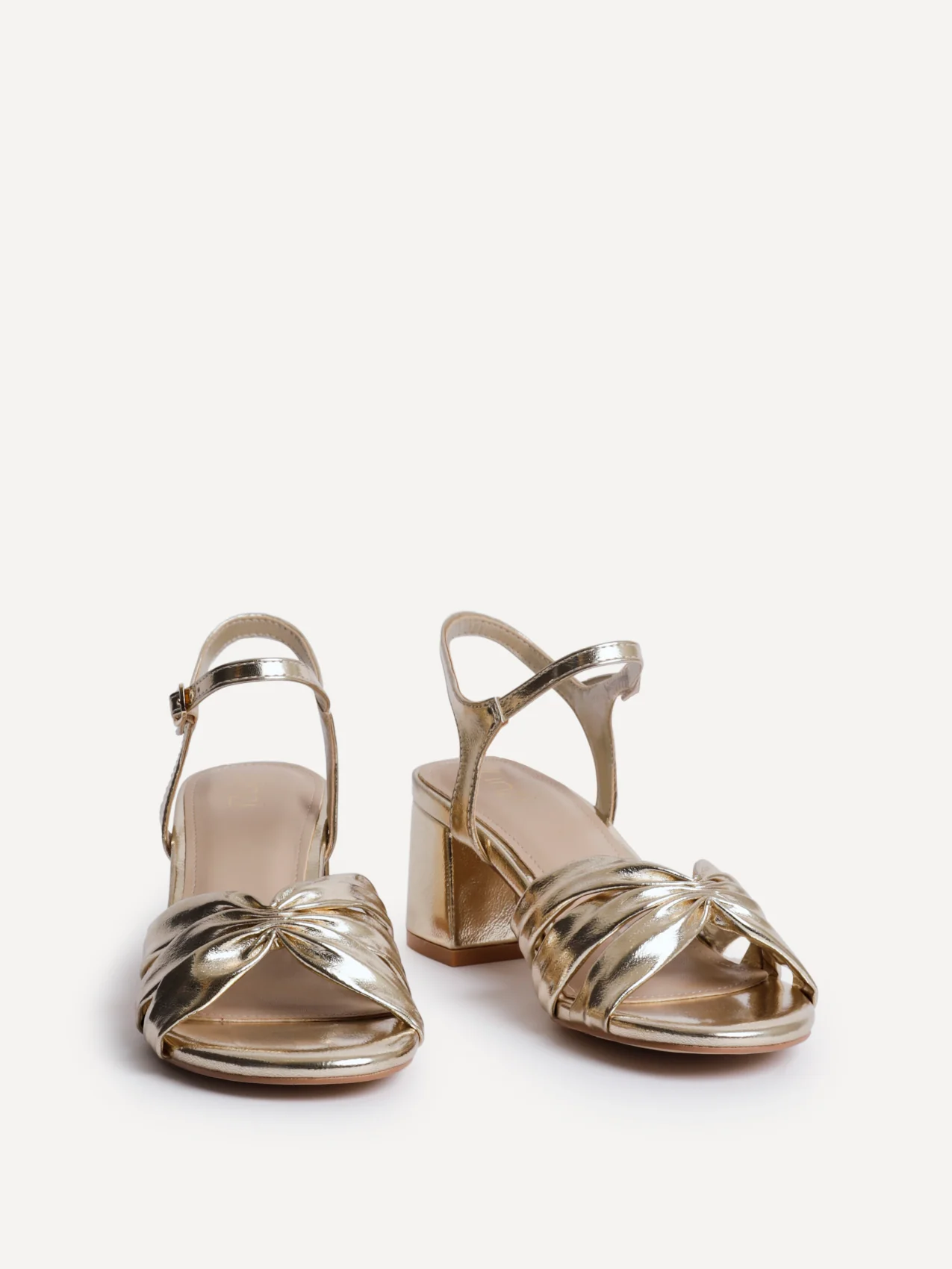 Broadway Gold Faux Leather Heeled Sandals - Image 3