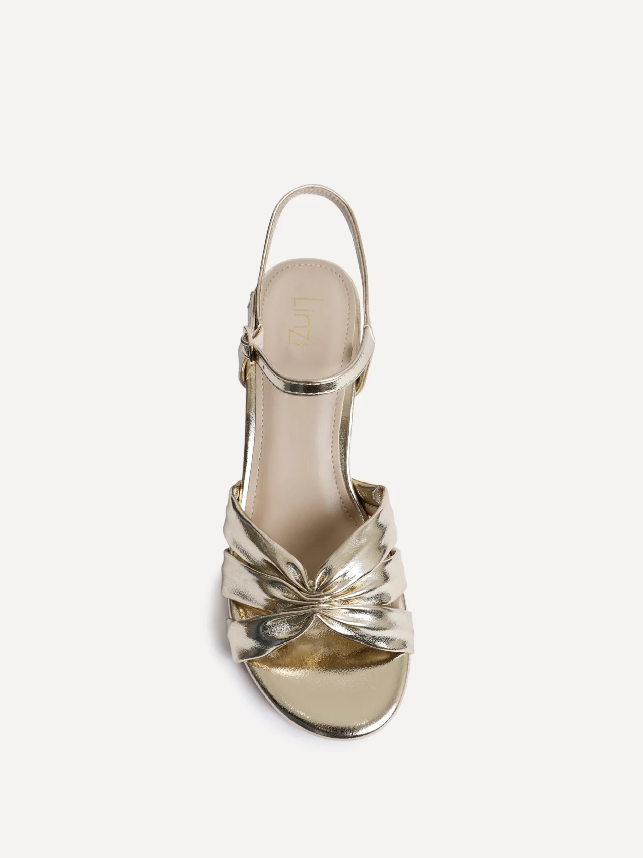 Broadway Gold Faux Leather Heeled Sandals - Image 4