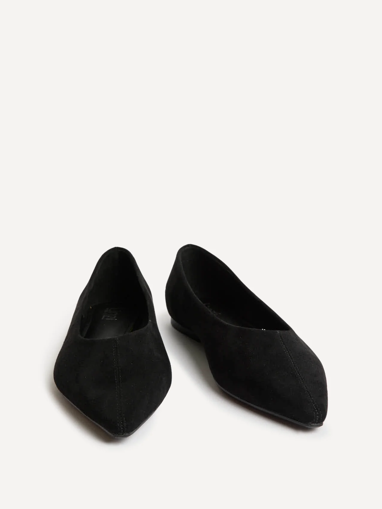 Candid Wide Fit Black Pointed Toe Ballet Flats - Image 3