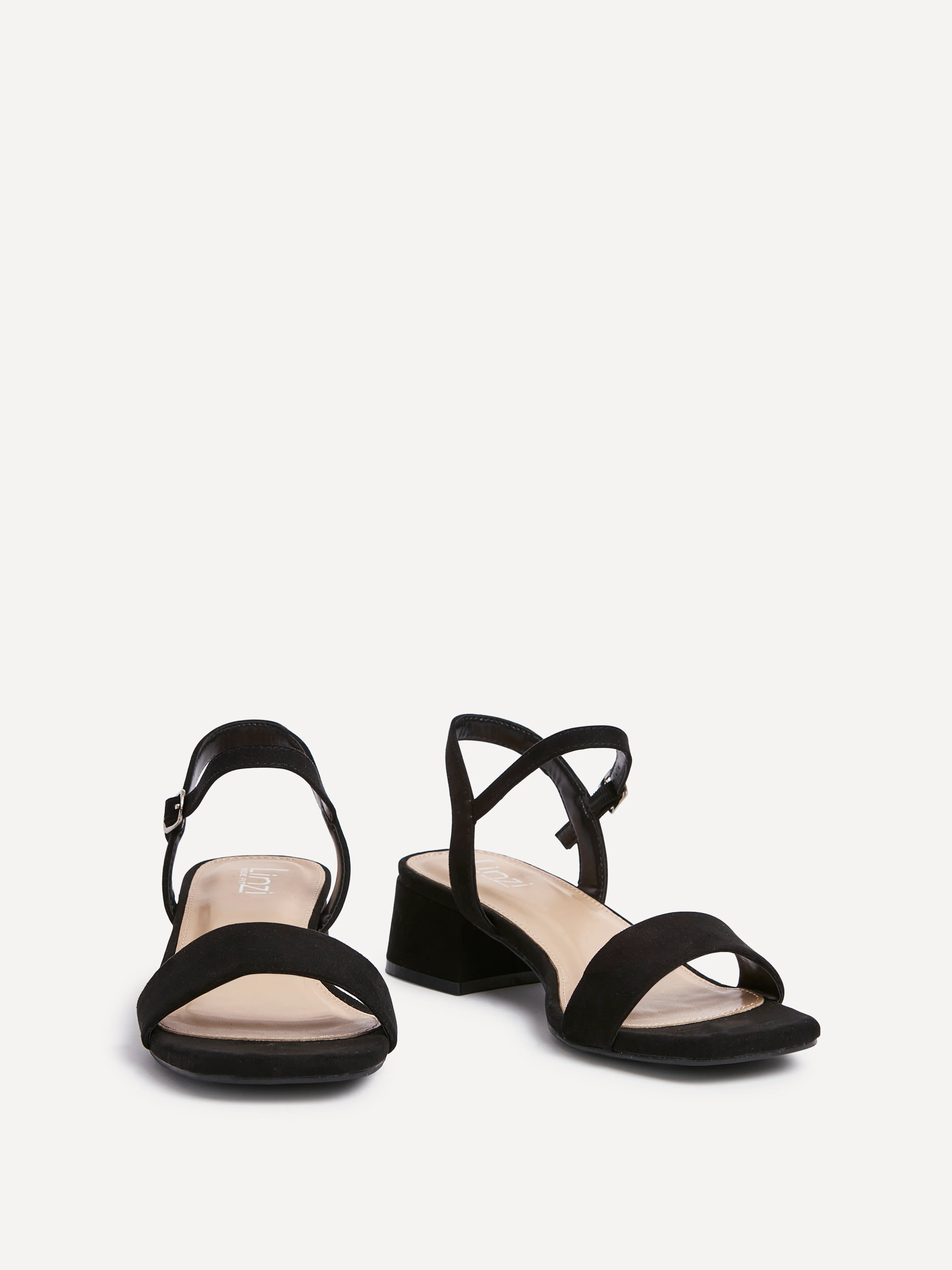 Carlie Wide Fit Black Faux Suede Low Heels - Image 3