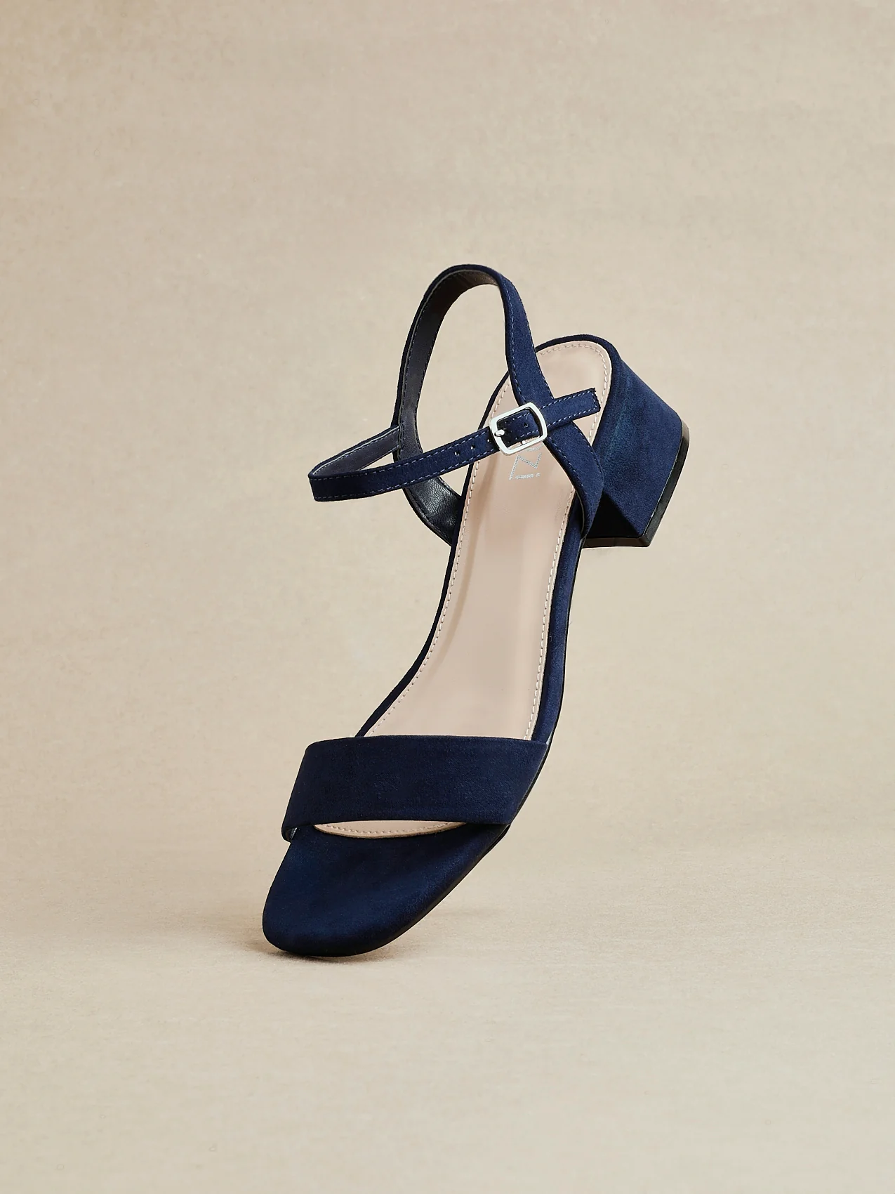 Carlie Wide Fit Navy Faux Suede Low Heels