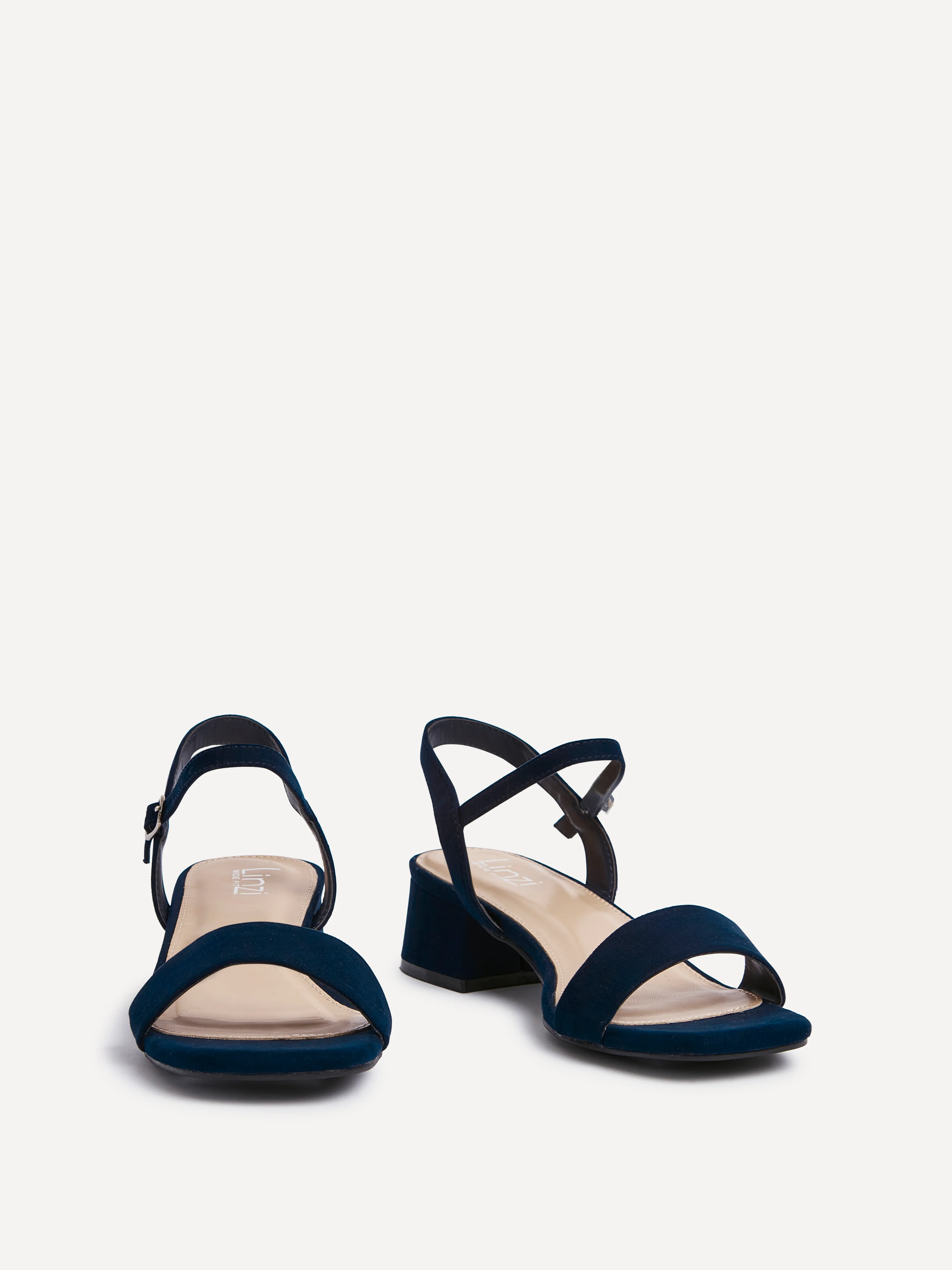 Carlie Wide Fit Navy Faux Suede Low Heels - Image 3