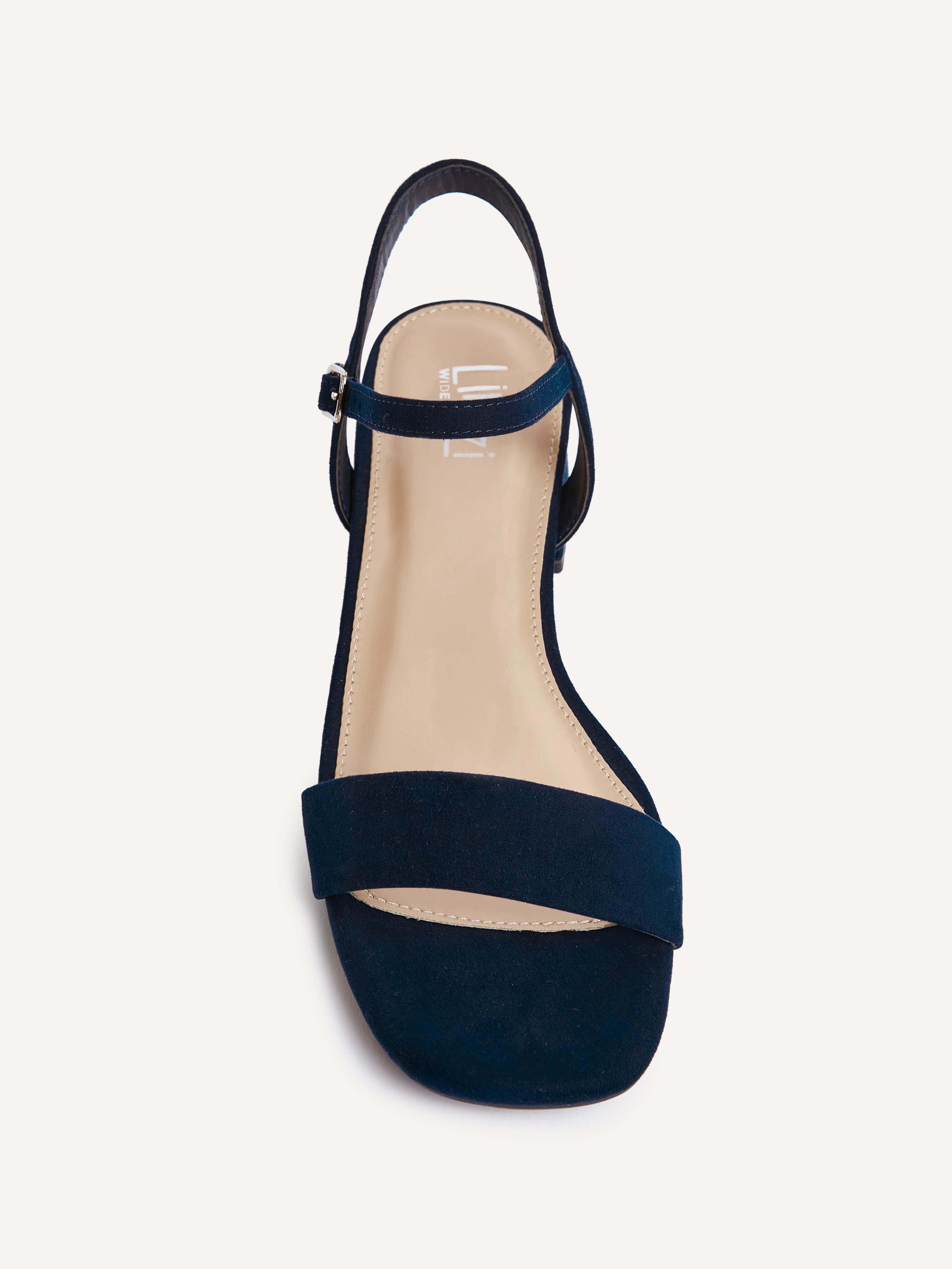 Carlie Wide Fit Navy Faux Suede Low Heels - Image 4
