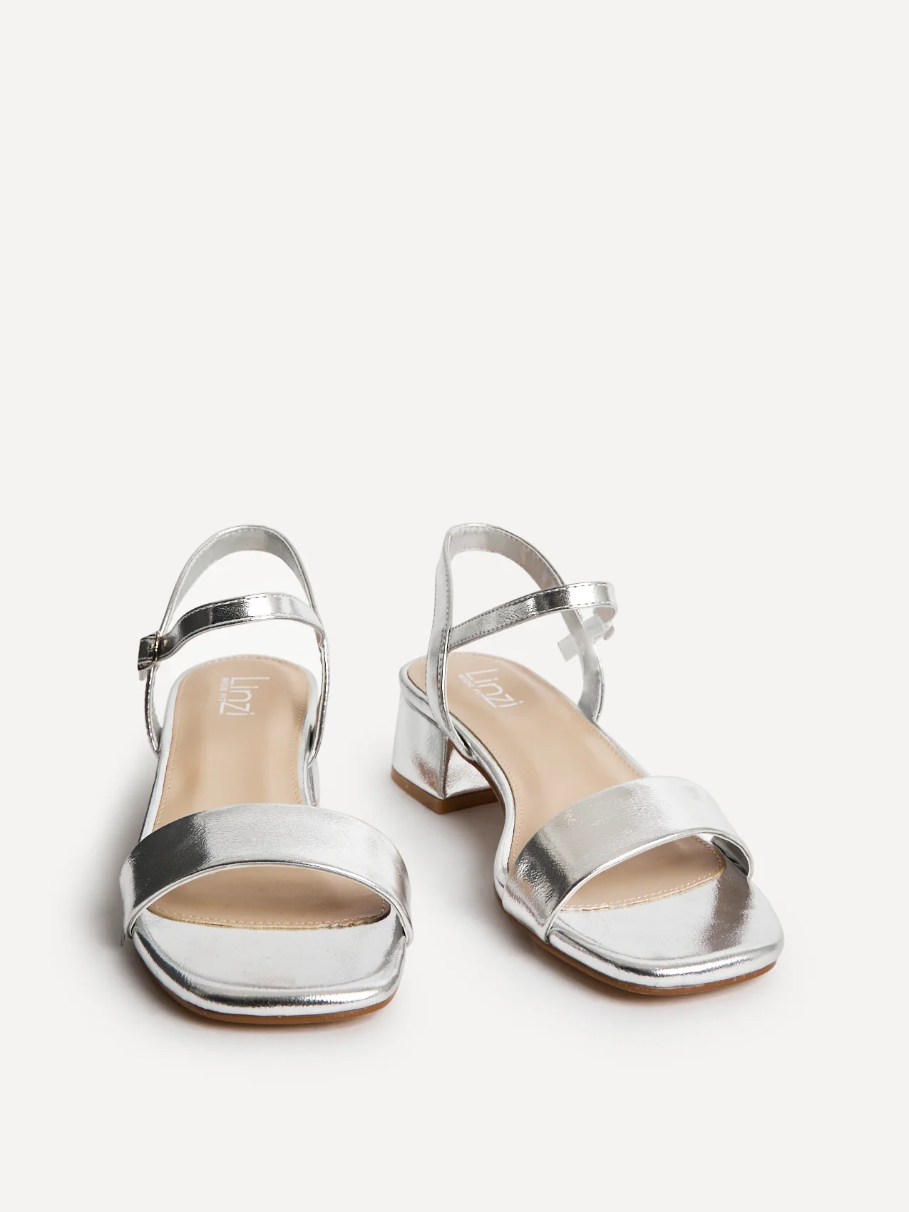 Carlie Wide Fit Silver Faux Leather Low Heels - Image 3