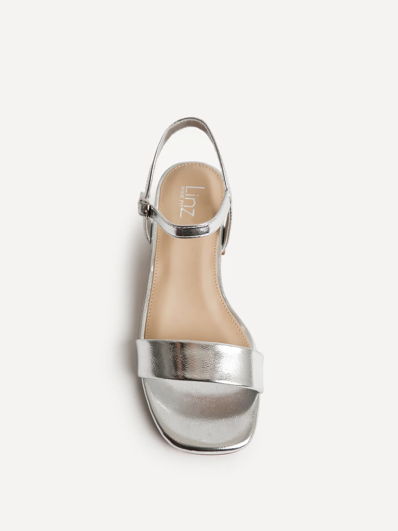 Carlie Wide Fit Silver Faux Leather Low Heels - Image 4