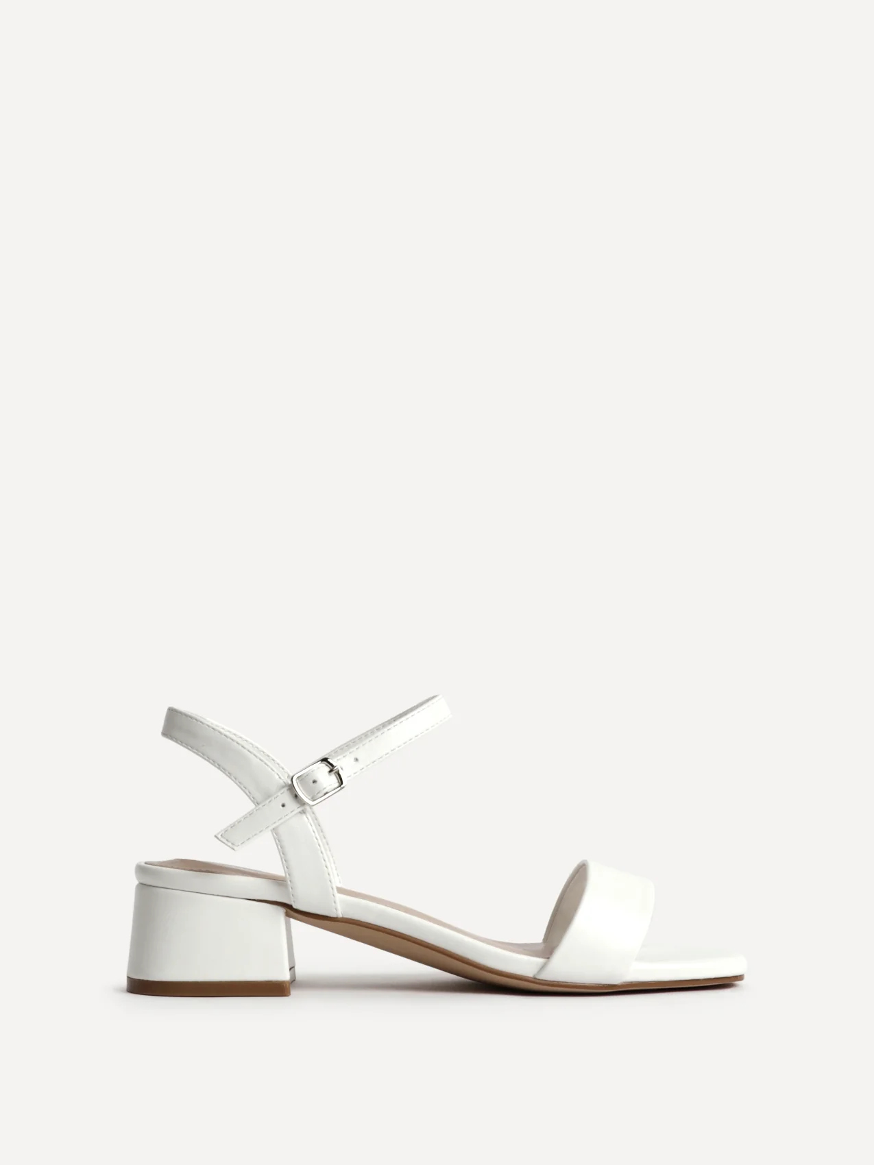 Carlie Wide Fit White Faux Leather Low Heels - Image 2