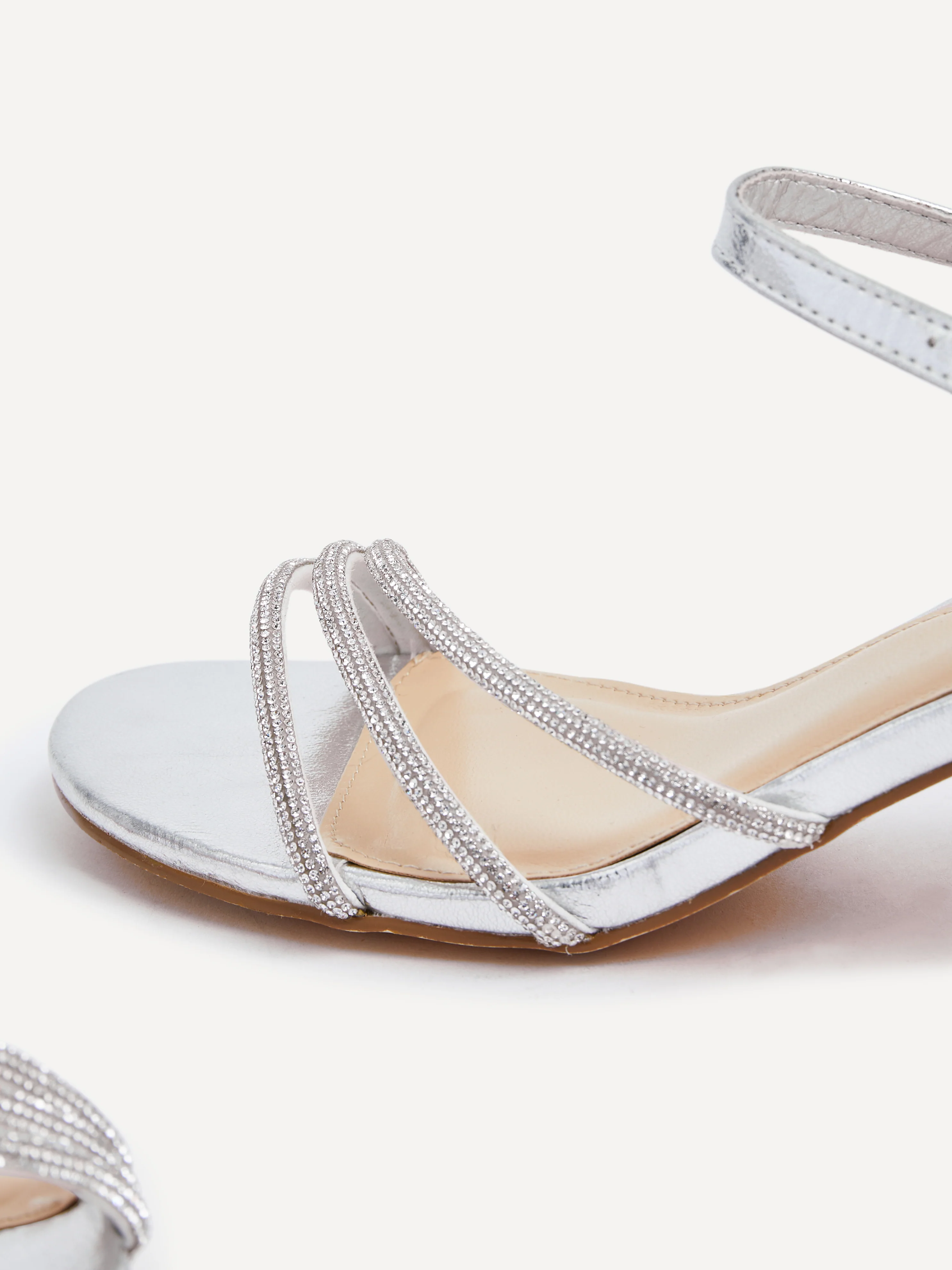 Carnation Silver Diamante Heeled Sandals - Image 3