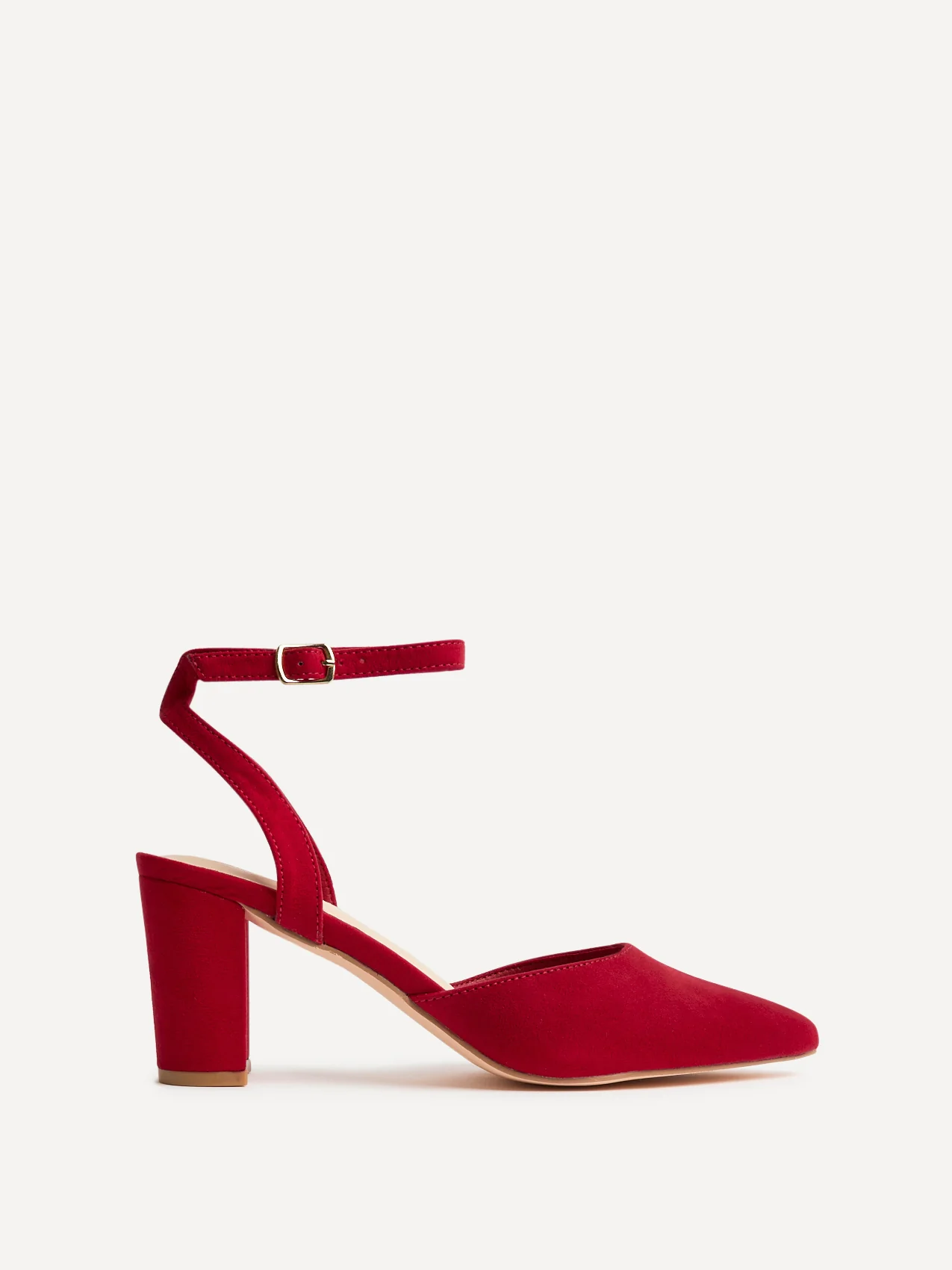 Carrie Red Faux Suede Court Heels - Image 2