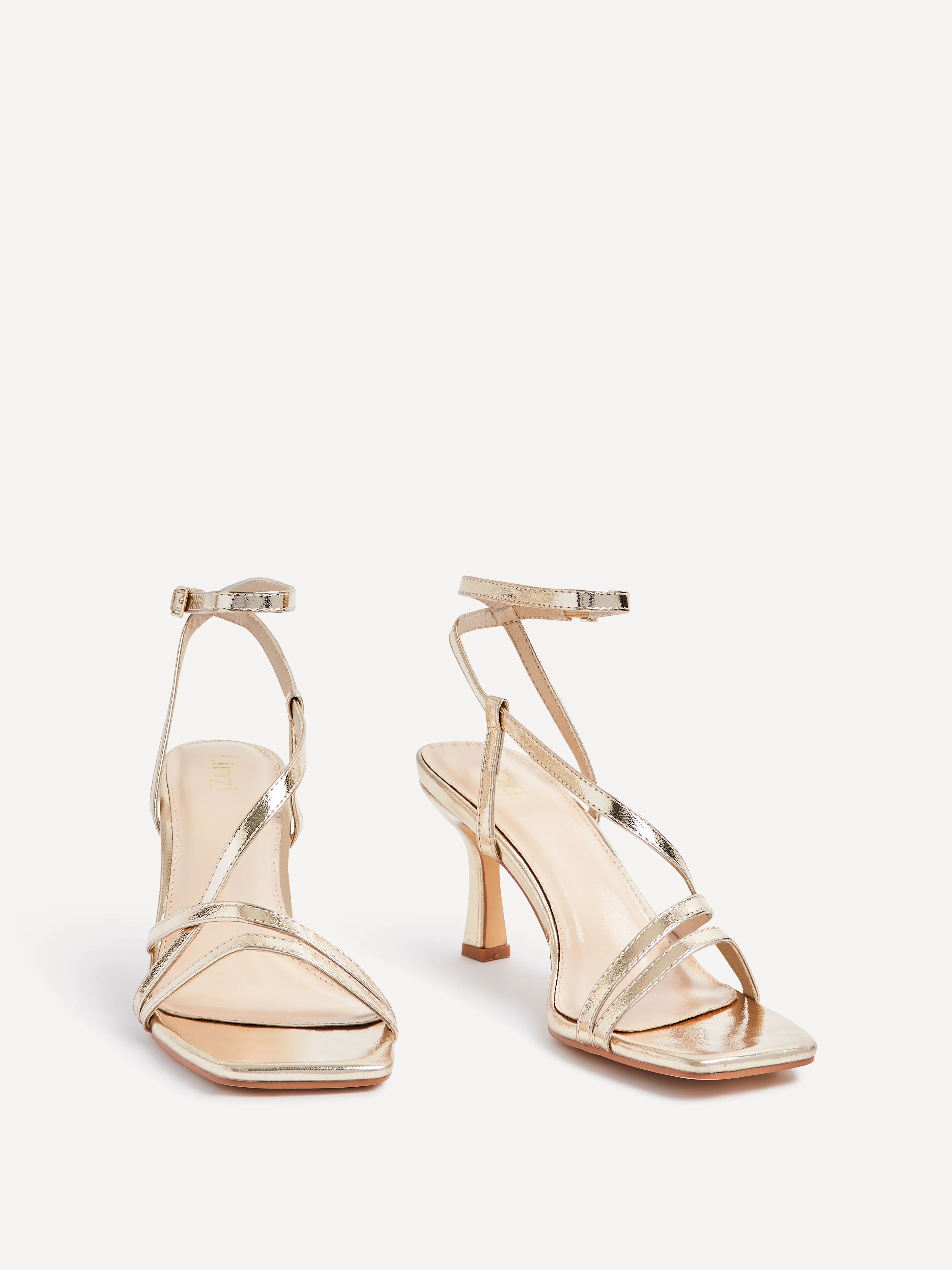 Cassie Wide Fit Gold Strappy Heels - Image 3