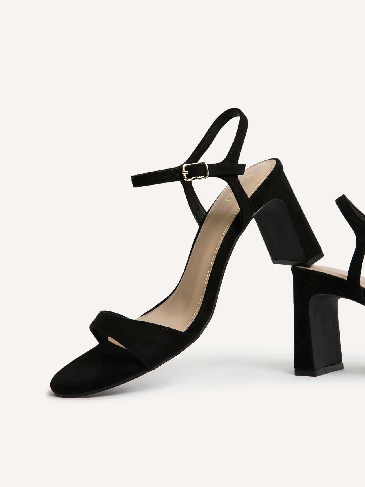 Charisma Black Faux Suede Heeled Sandals - Image 5