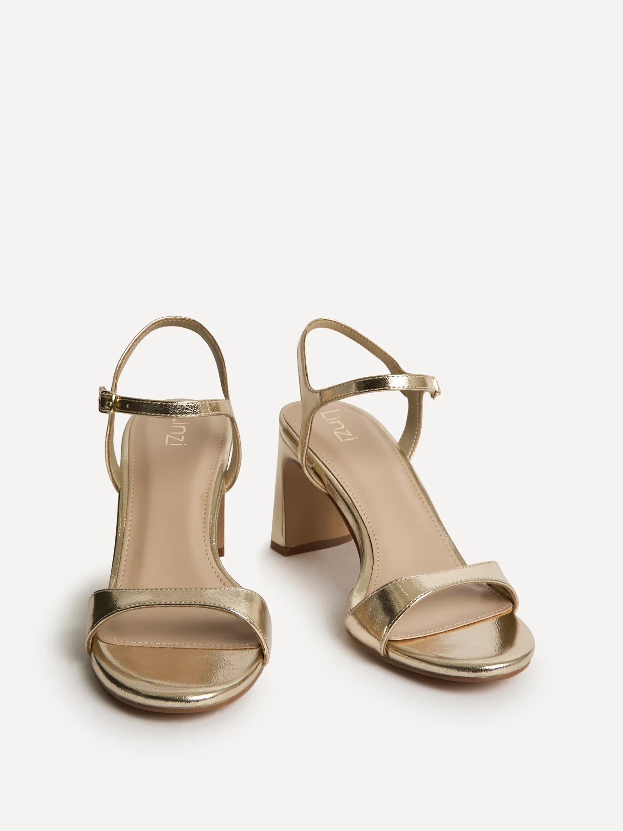 Charisma Gold Faux Leather Heeled Sandals - Image 3