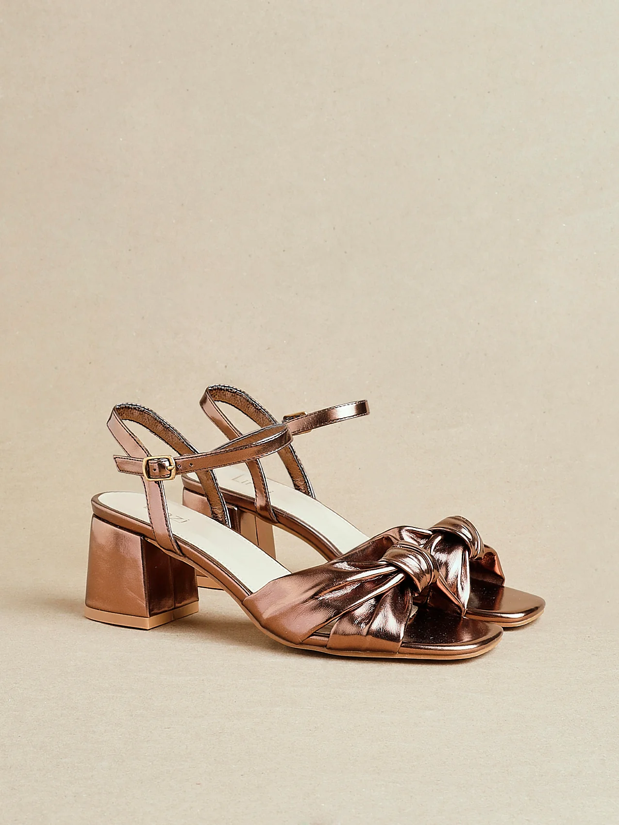 Charlotte Bronze Faux Leather Knotted Heels - Image 5