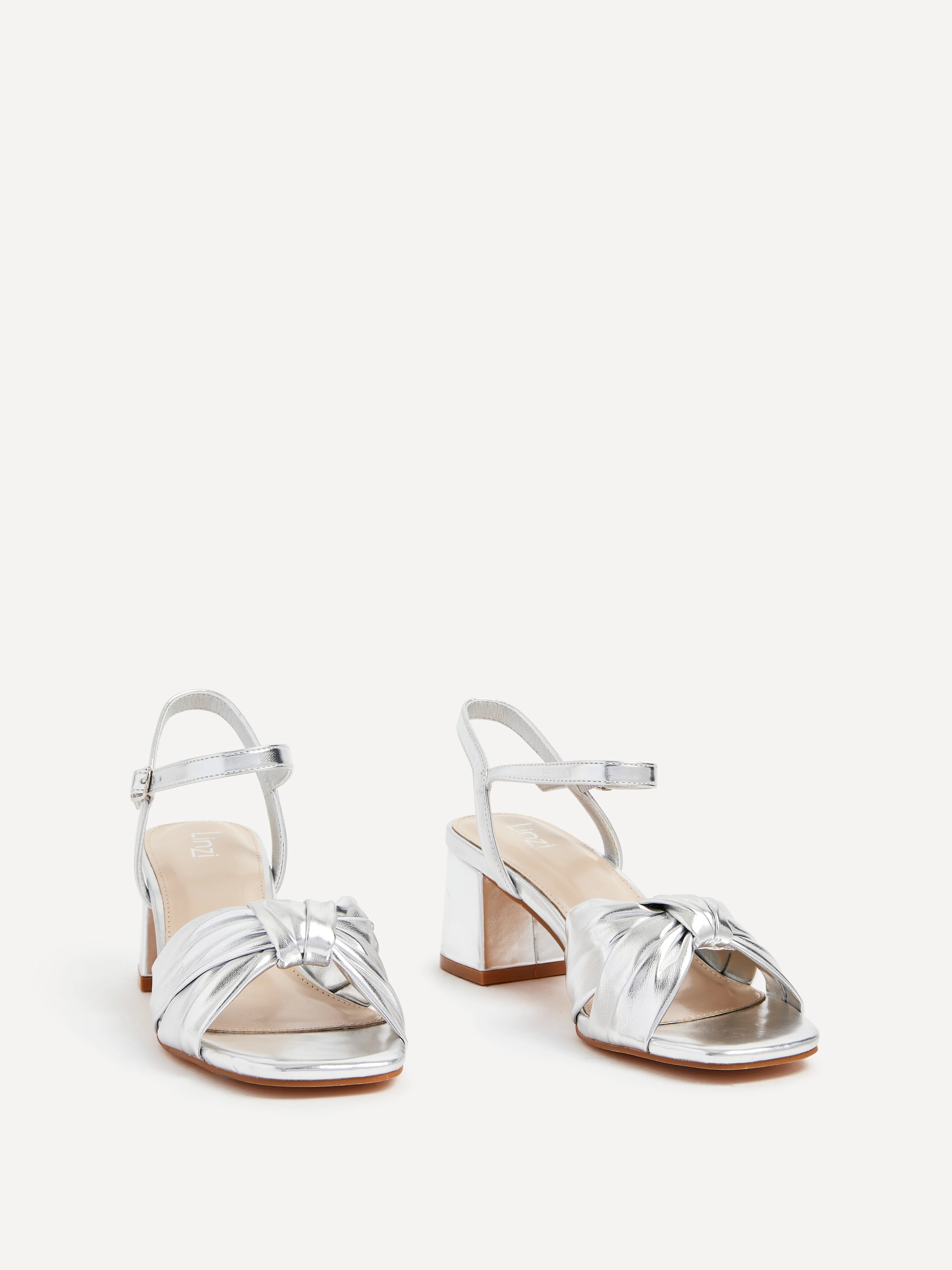 Charlotte Silver Faux Leather Knotted Heels - Image 3