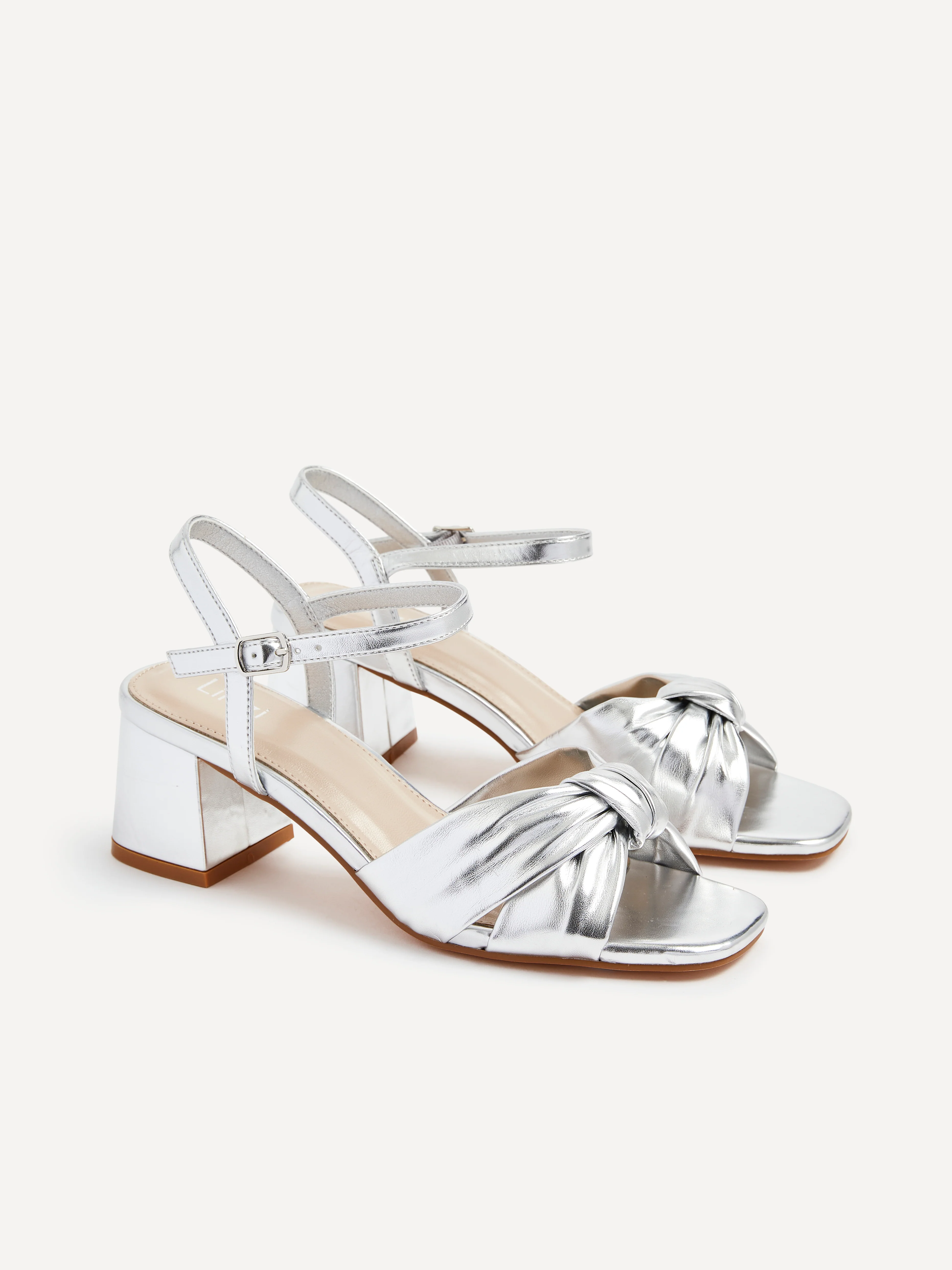 Charlotte Silver Faux Leather Knotted Heels - Image 5