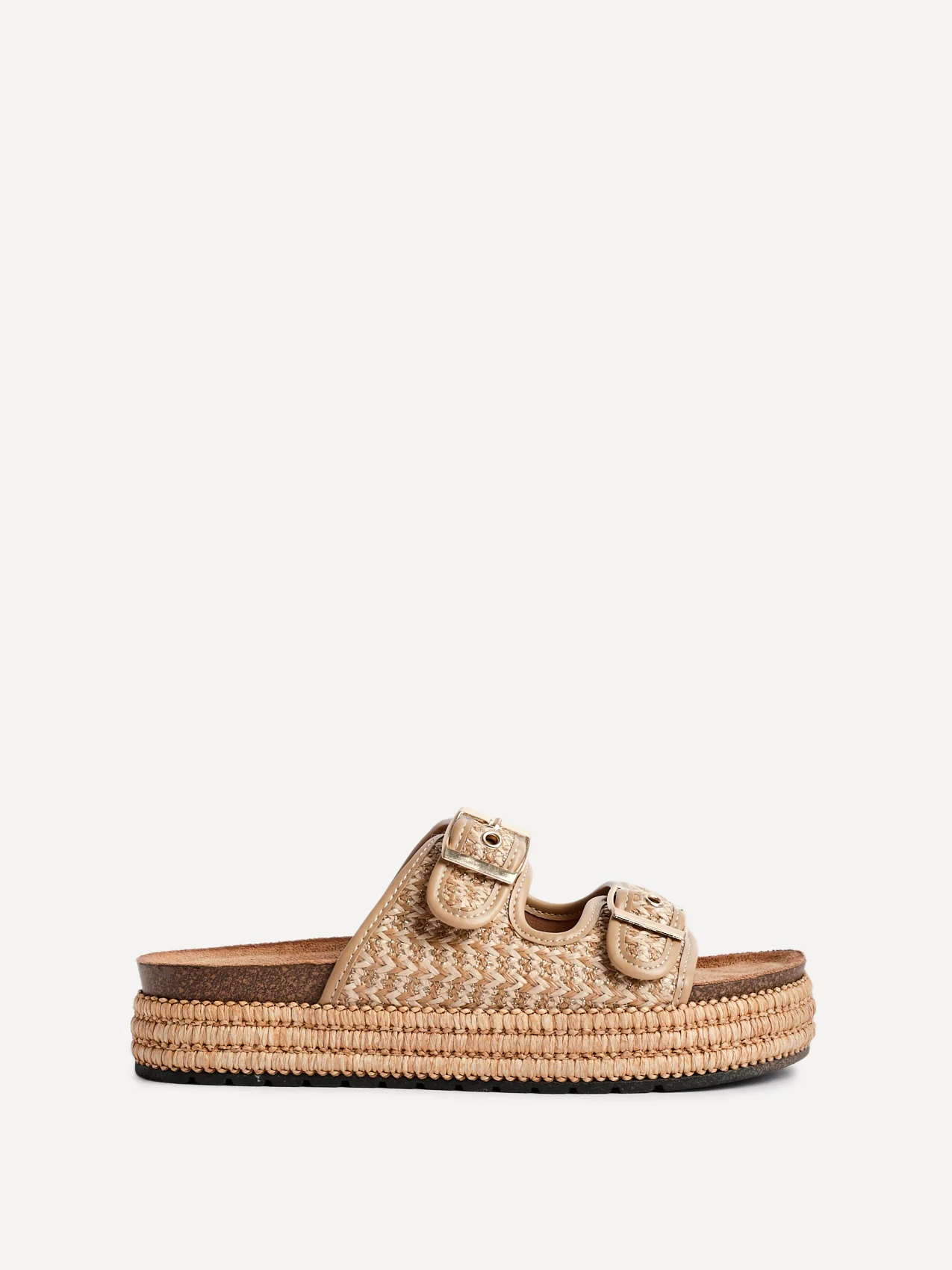 Cici Beige Flatform Slider Sandals - Image 2
