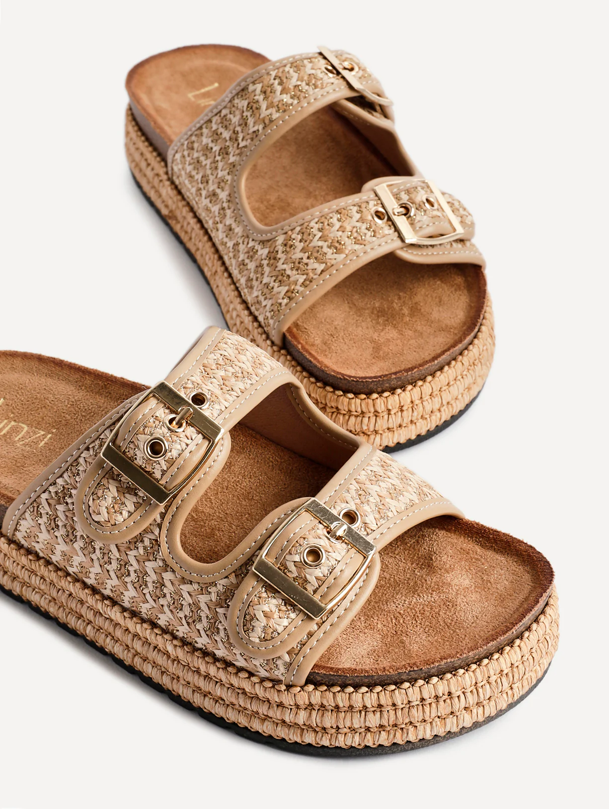 Cici Beige Flatform Slider Sandals - Image 5