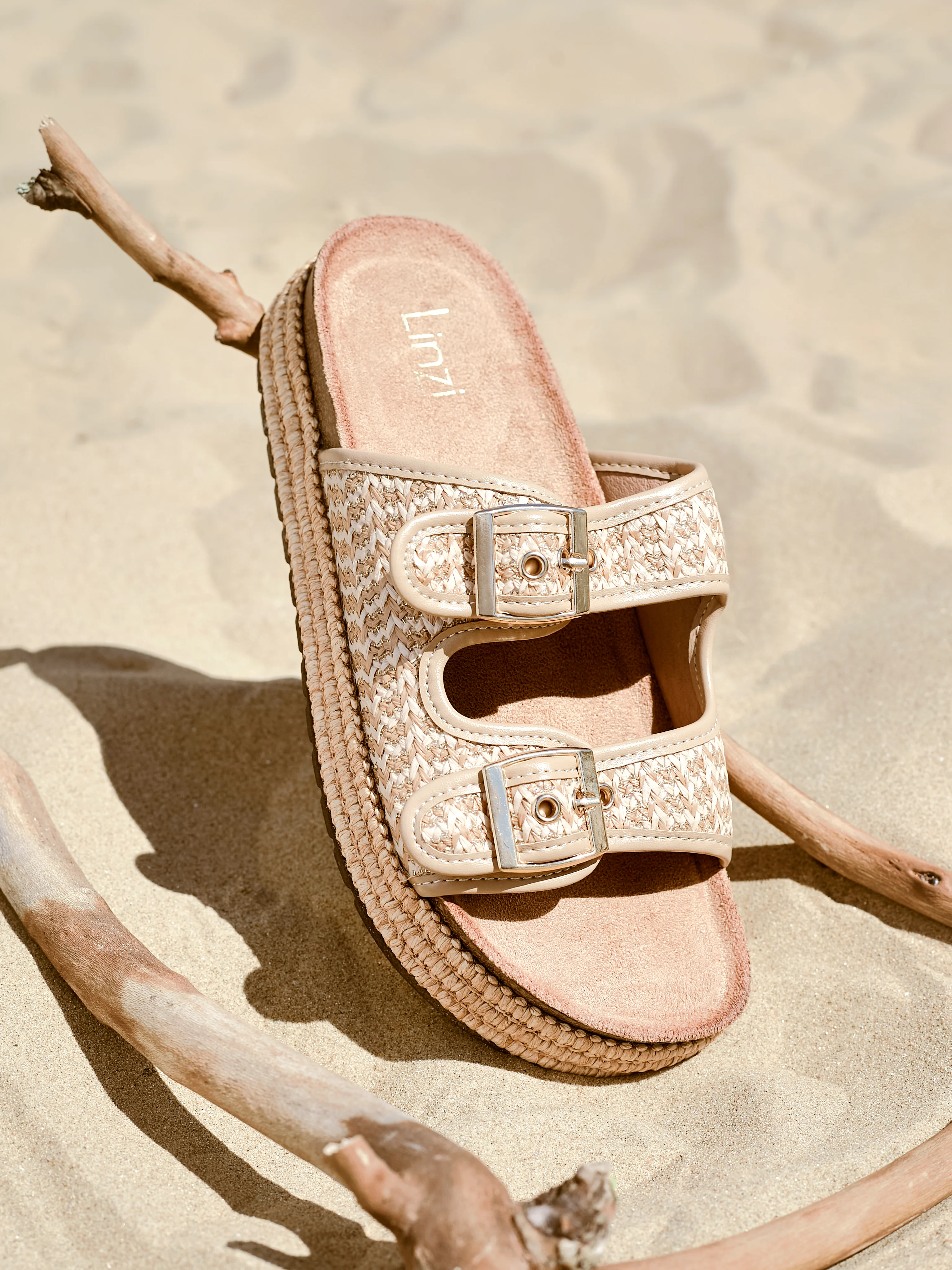 Cici Beige Flatform Slider Sandals - Image 6