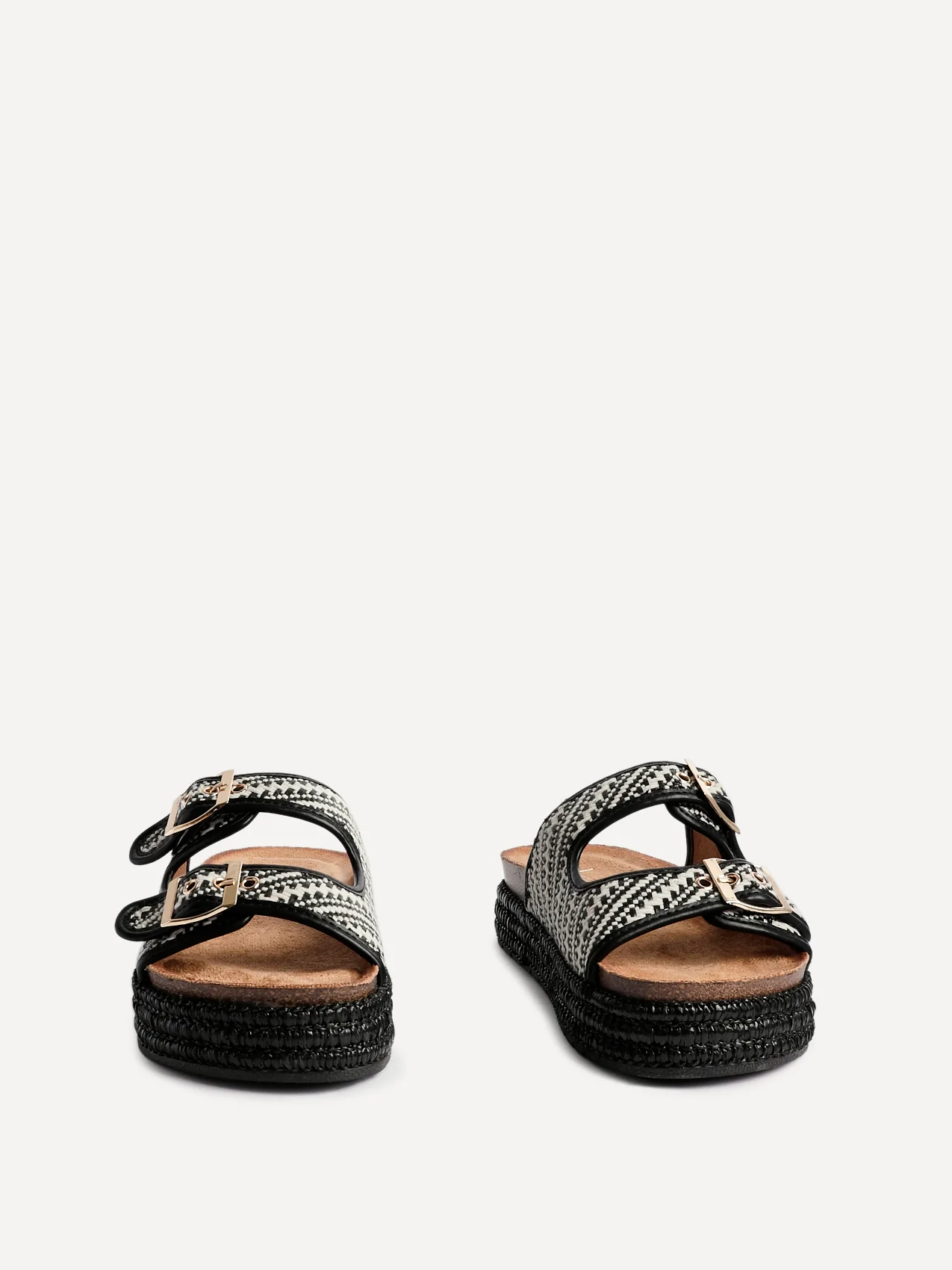 Cici Black Double Buckle Flatform Sandals - Image 3