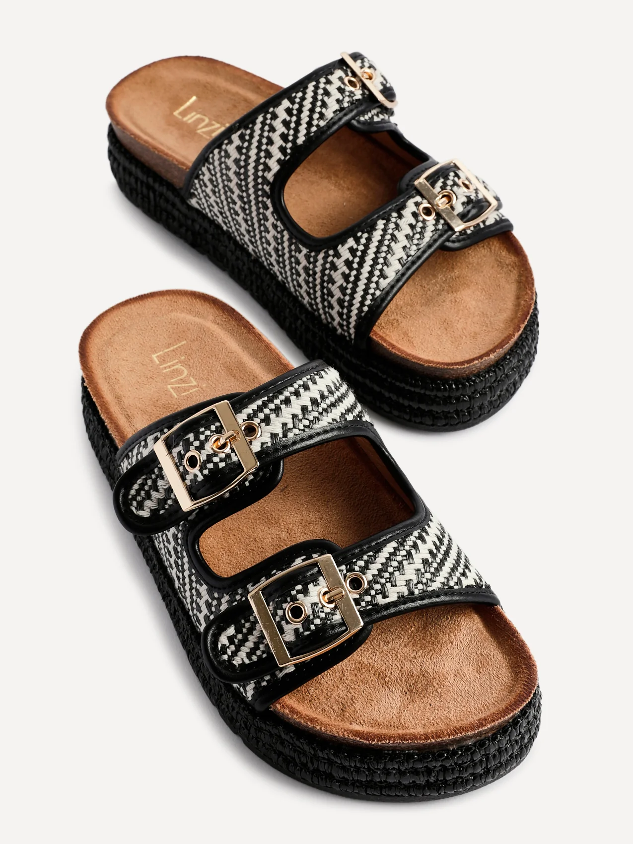 Cici Black Double Buckle Flatform Sandals - Image 5