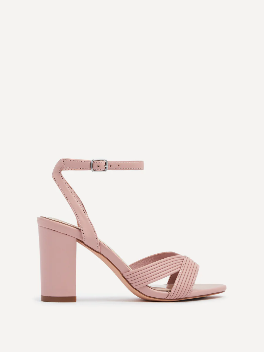 City Dusky Pink Faux Leather Heeled Sandals - Image 2