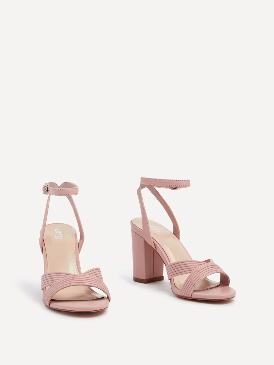 City Dusky Pink Faux Leather Heeled Sandals - Image 3