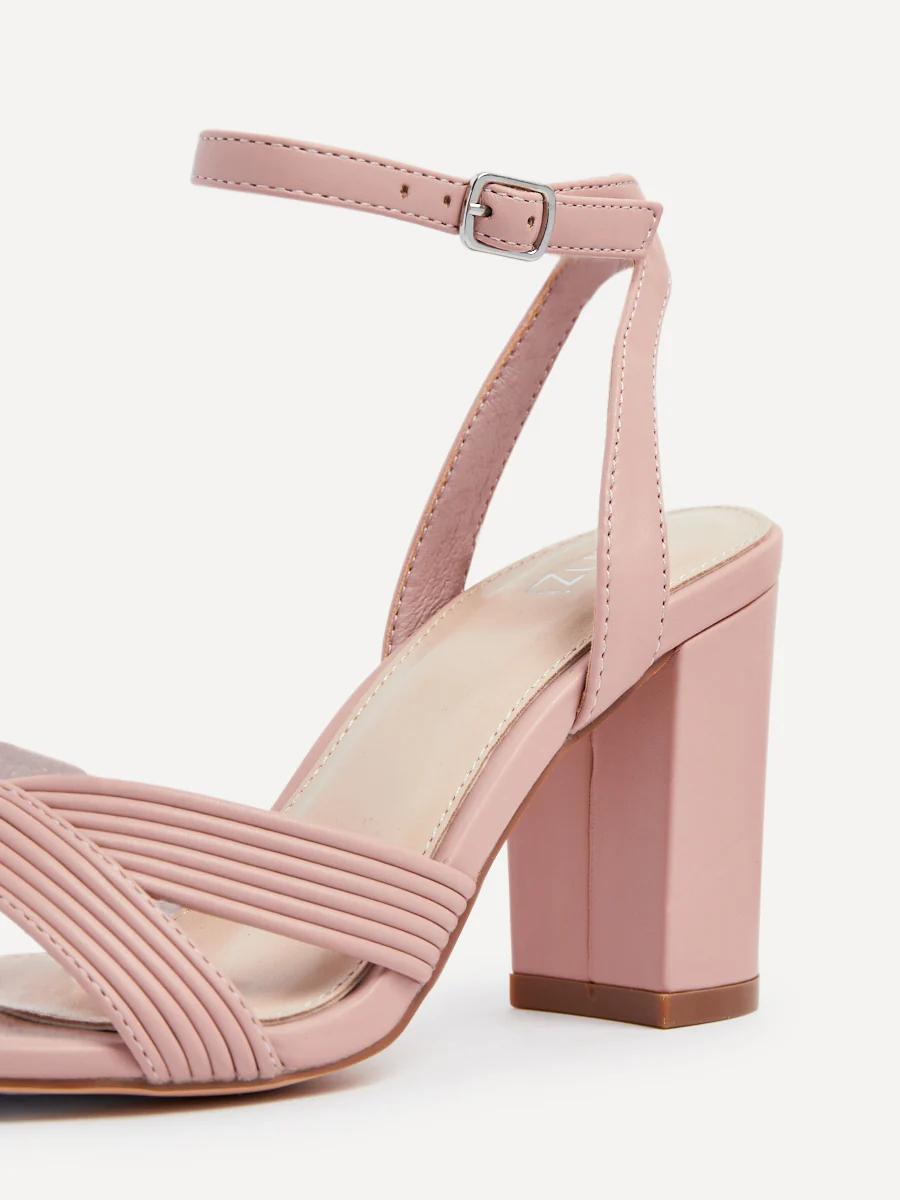 City Dusky Pink Faux Leather Heeled Sandals - Image 4