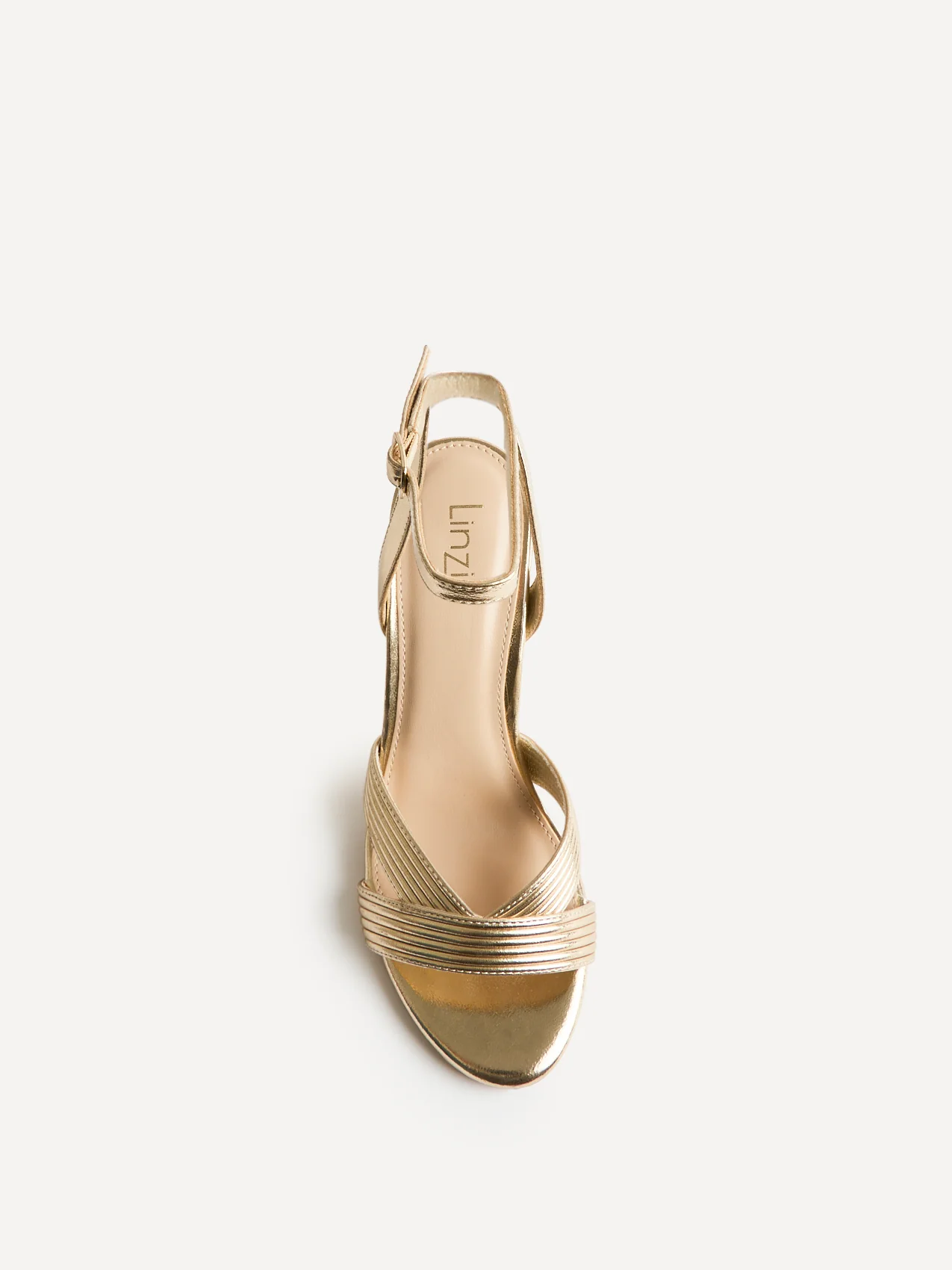 City Gold Faux Leather Heeled Sandals - Image 4