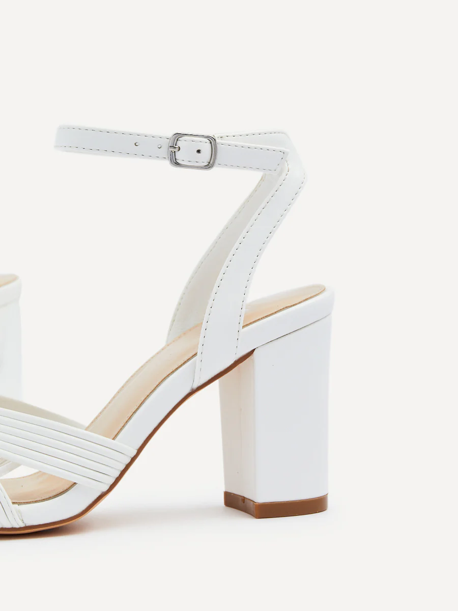 City White Faux Leather Heeled Sandals - Image 3