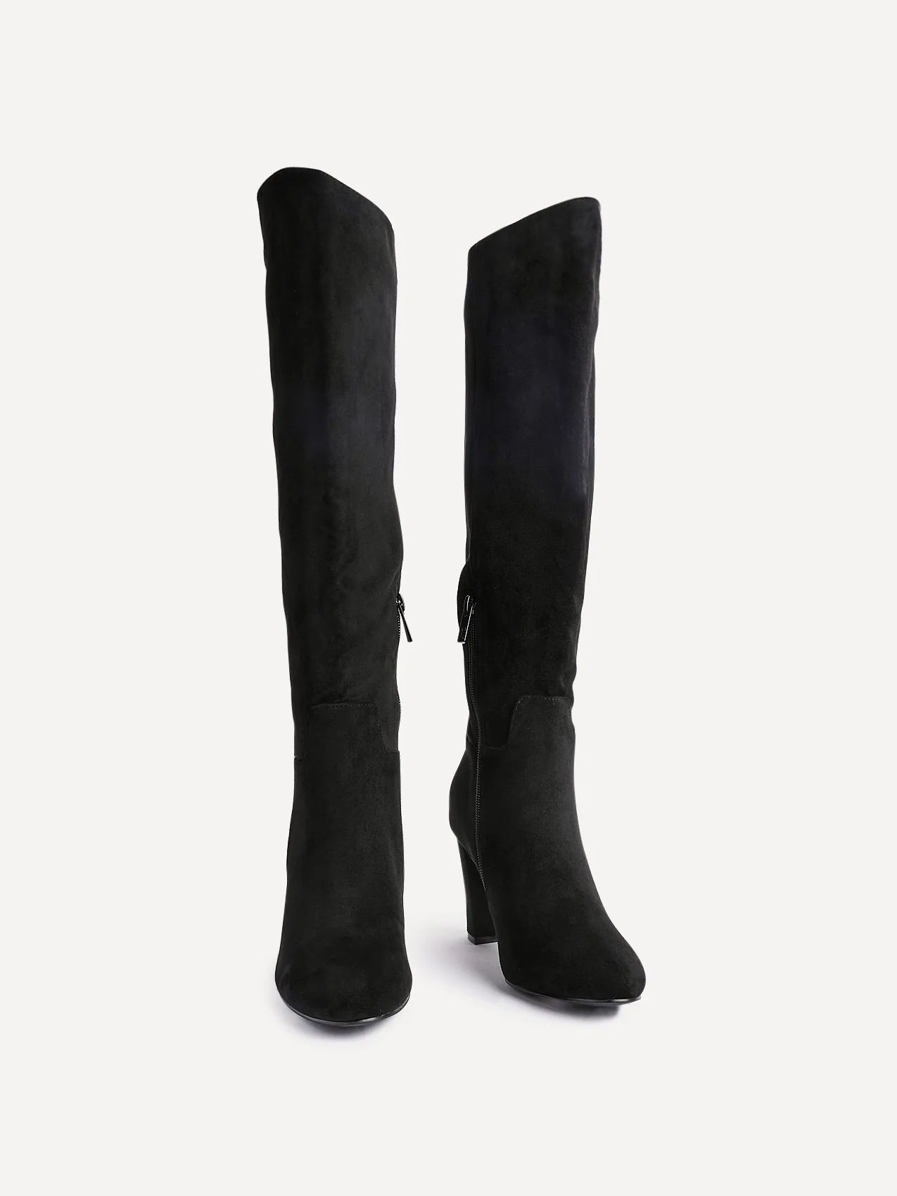 Claim Black Long Block Heeled Boots - Image 3