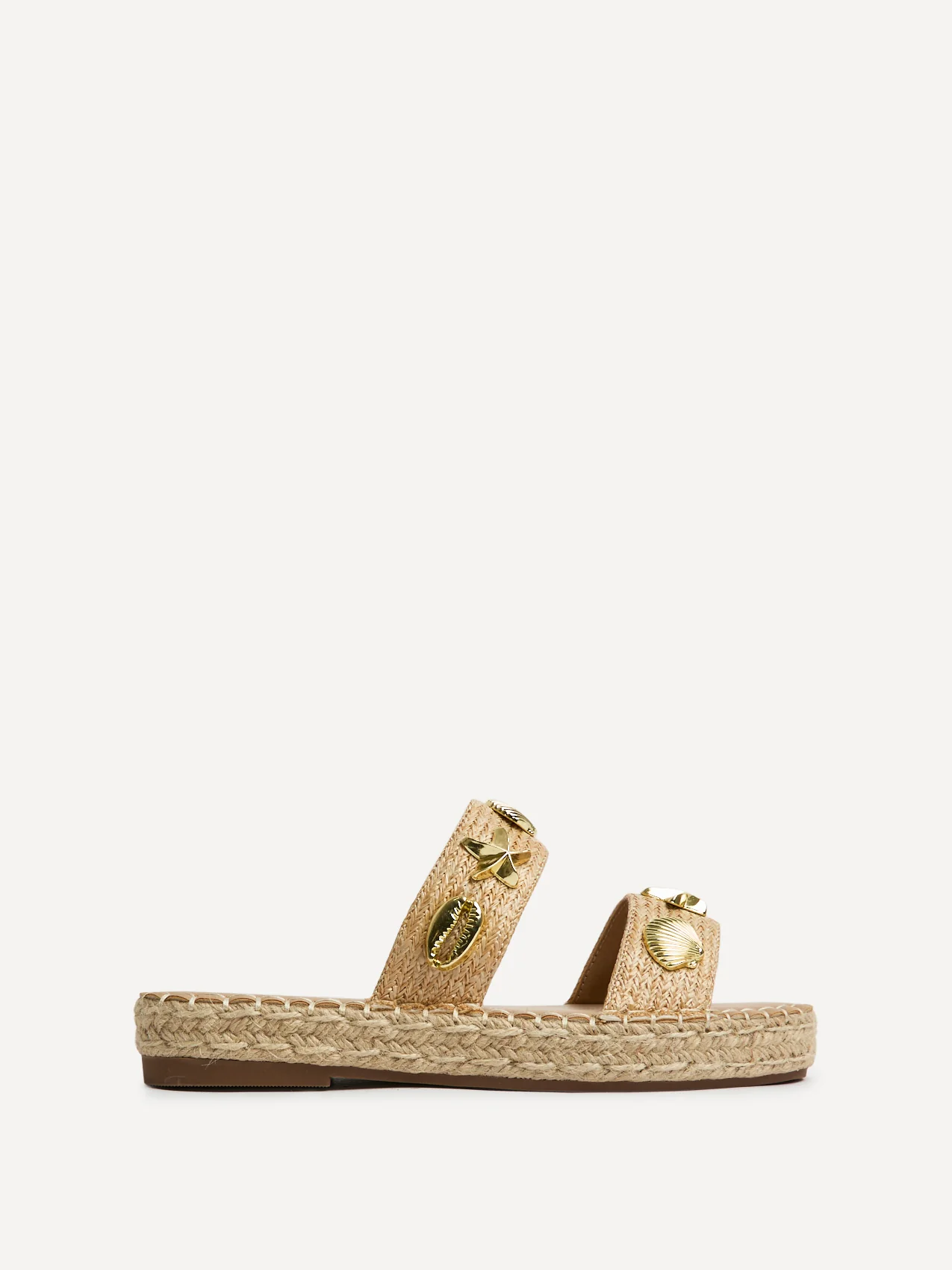 Clarity Beige Raffia Embellished Sliders - Image 2