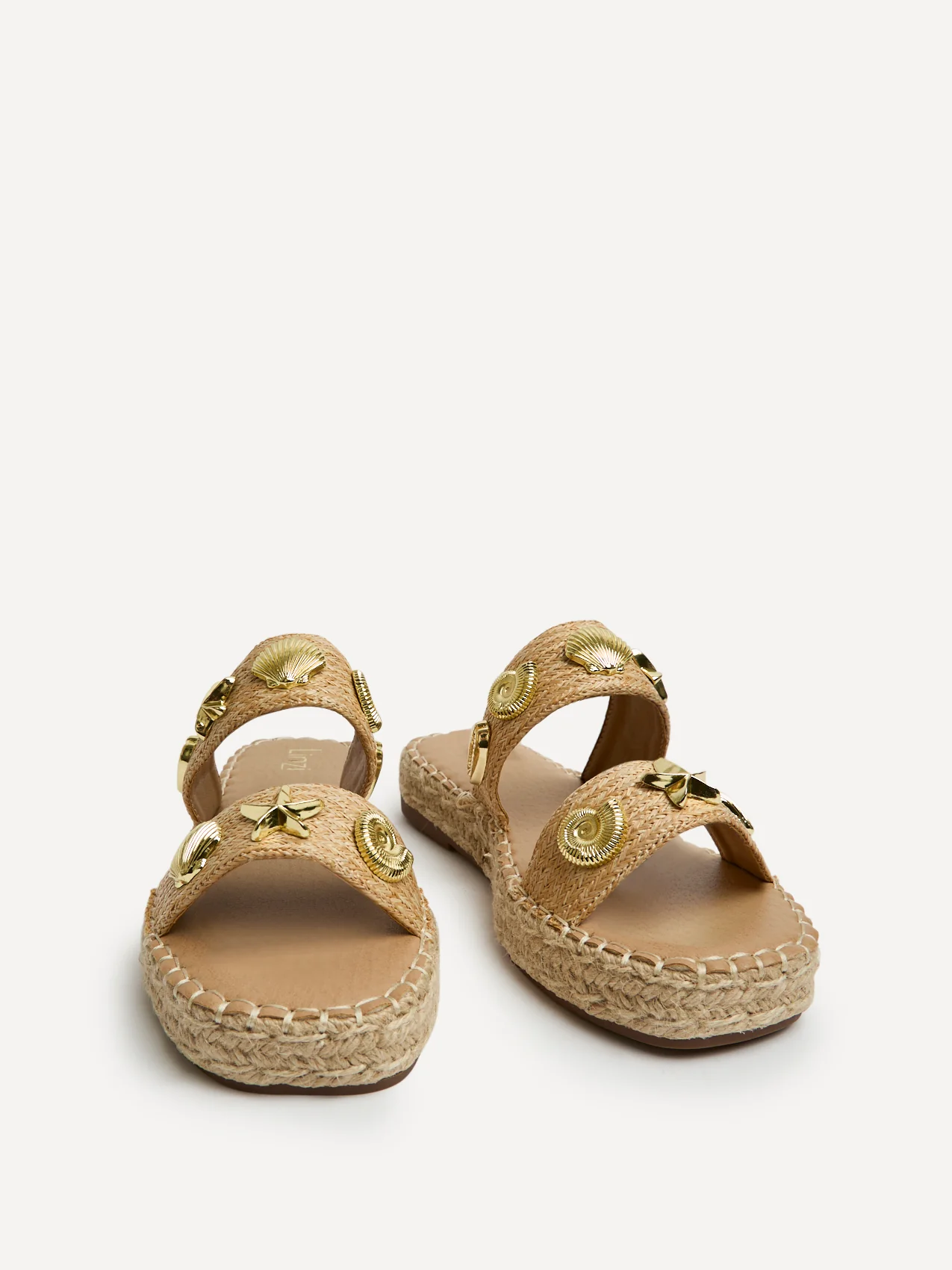 Clarity Beige Raffia Embellished Sliders - Image 3