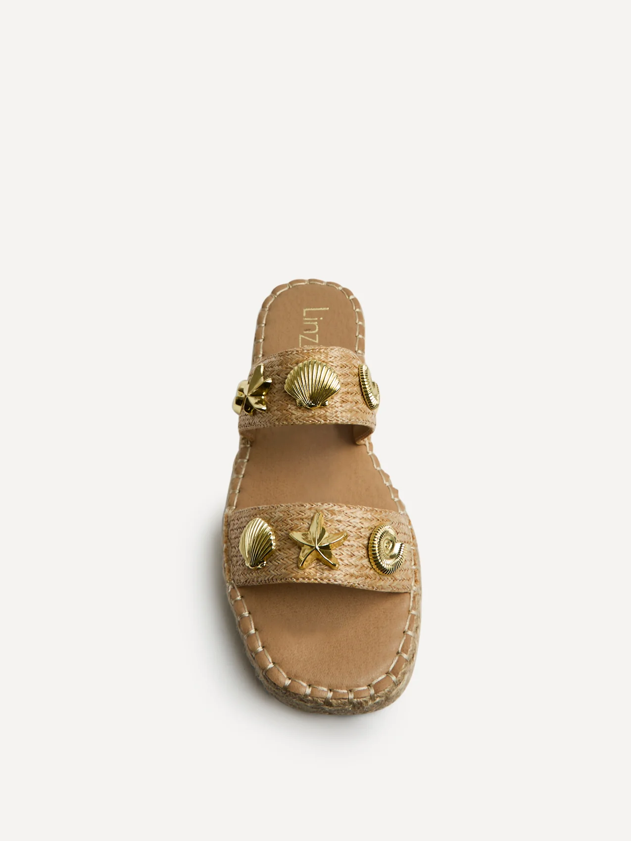 Clarity Beige Raffia Embellished Sliders - Image 4