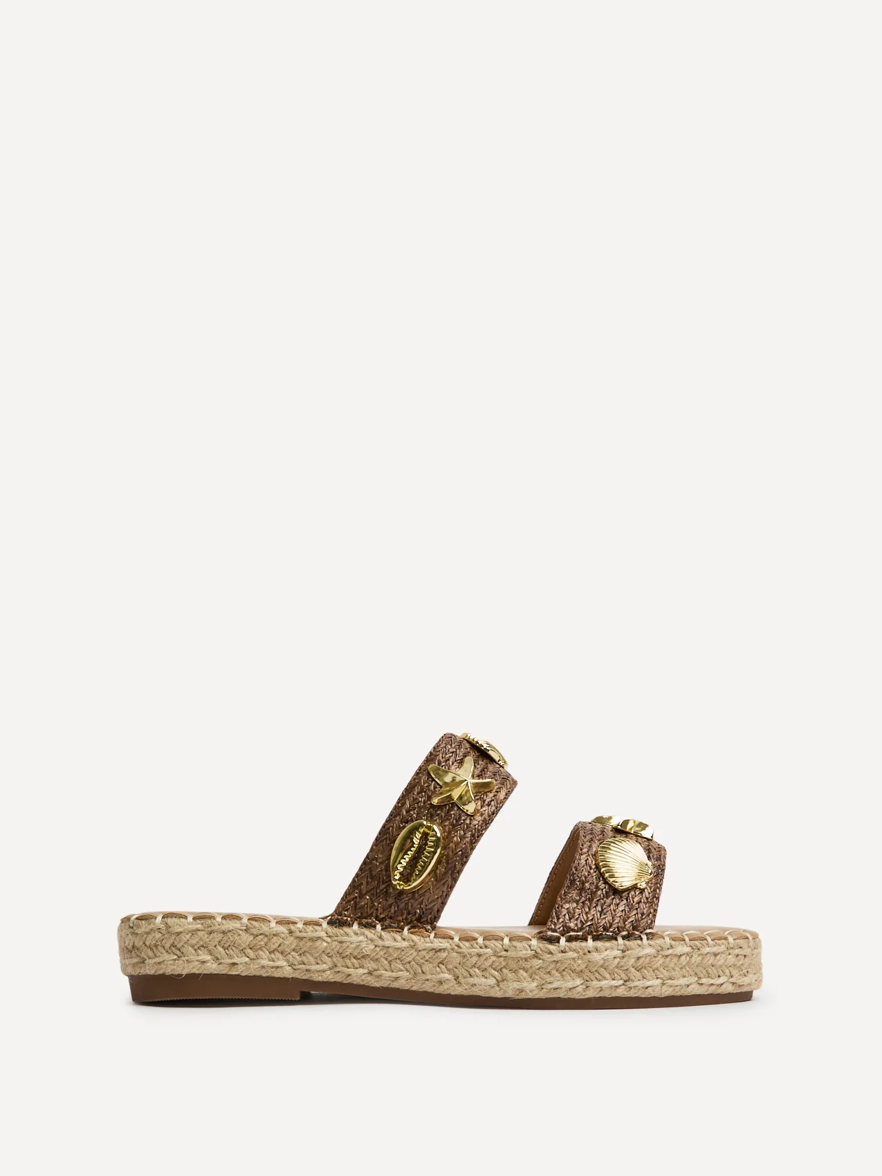 Clarity Brown Raffia Embellished Sliders - Image 2