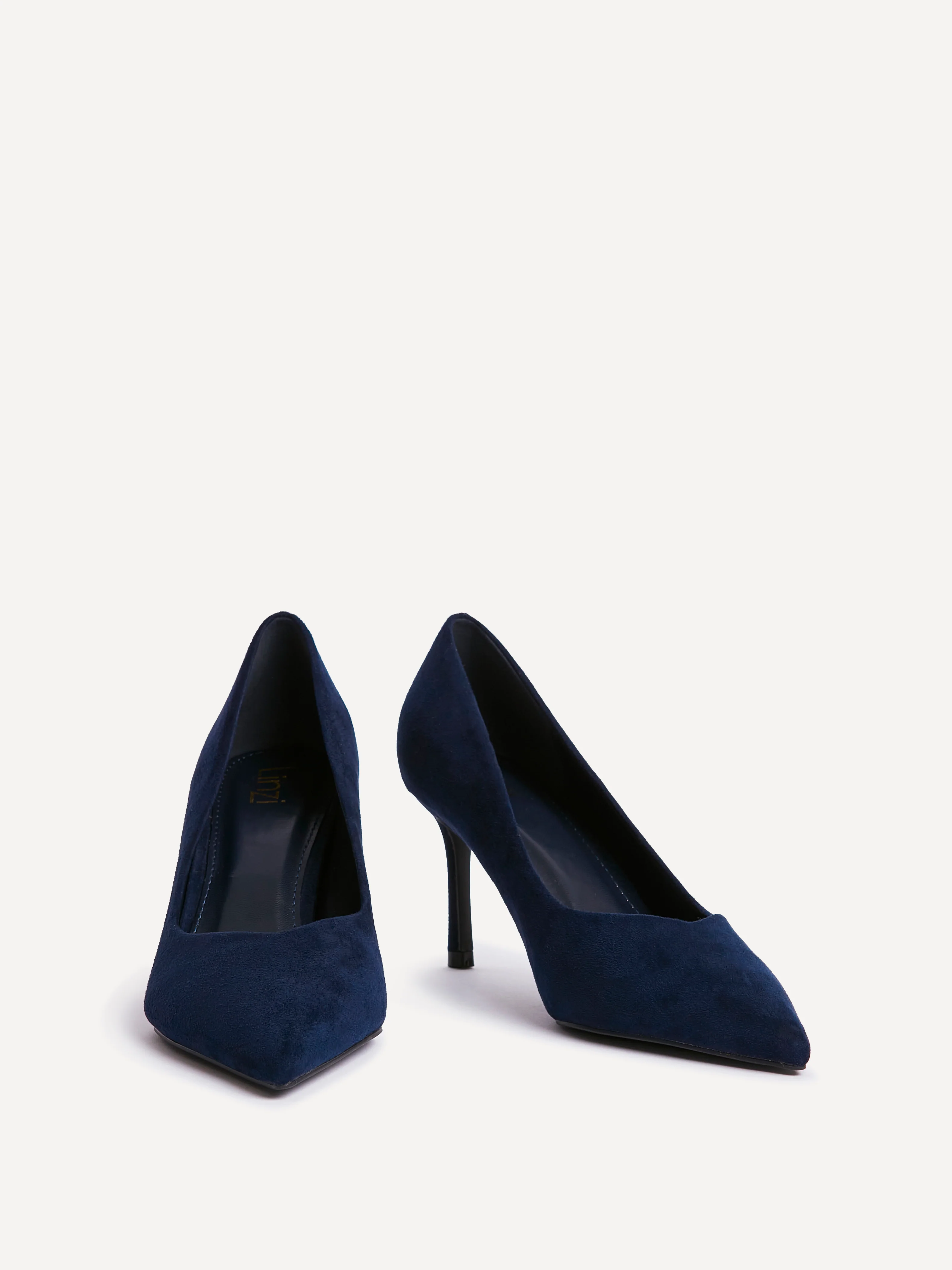 Classic Navy Faux Suede Court Heels - Image 3