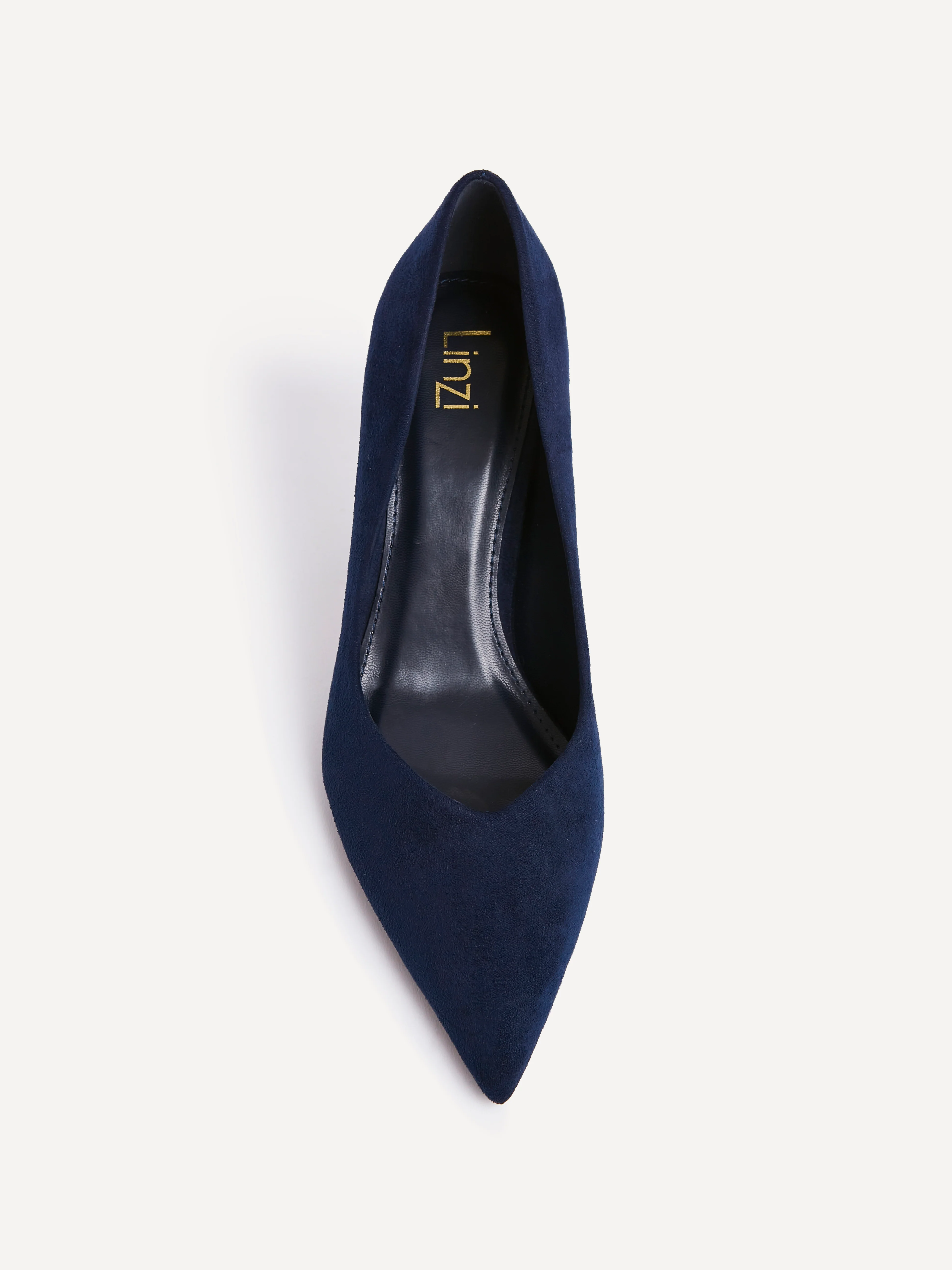 Classic Navy Faux Suede Court Heels - Image 4