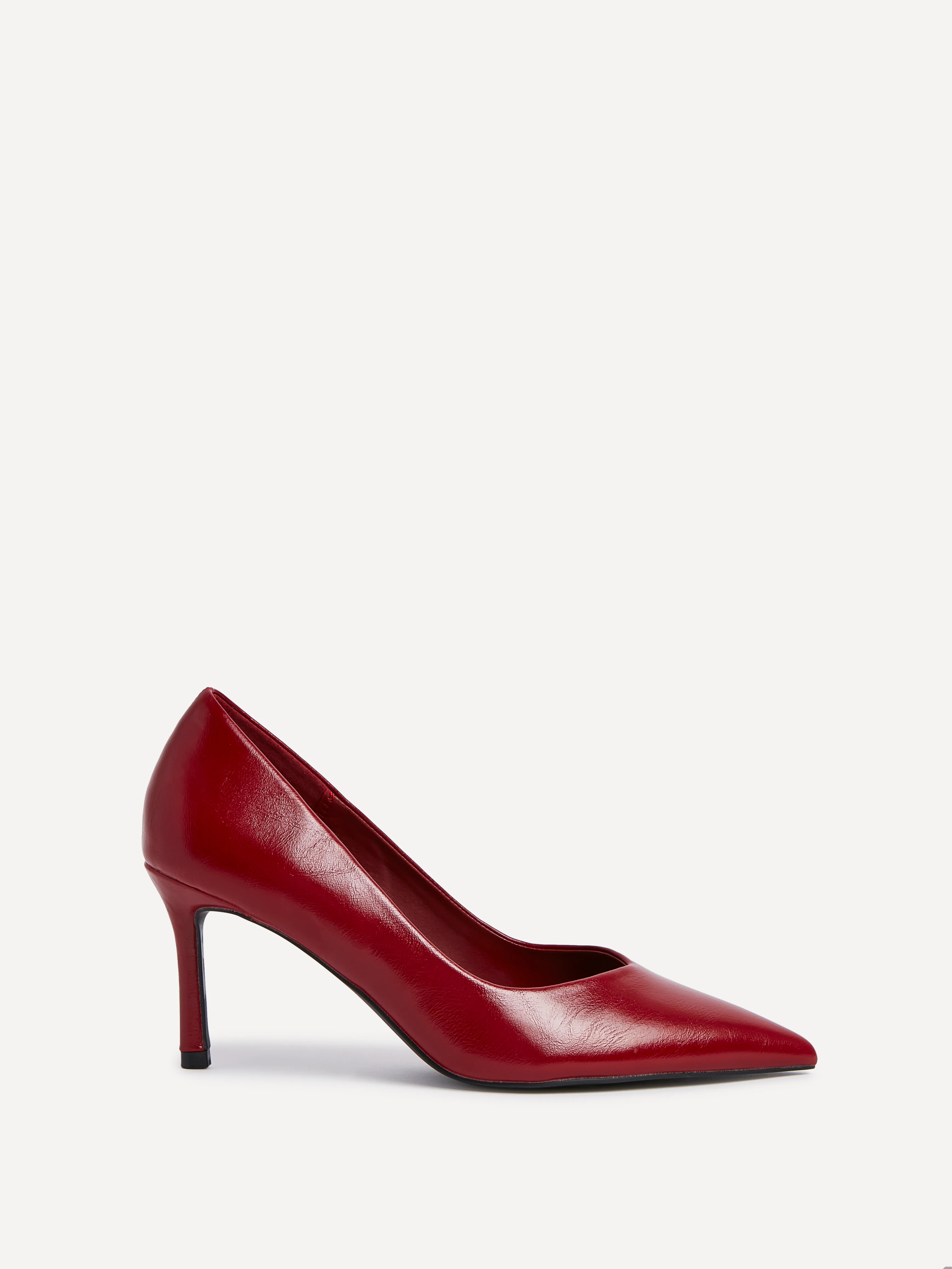 Classic Red Faux Leather Court Heels - Image 2