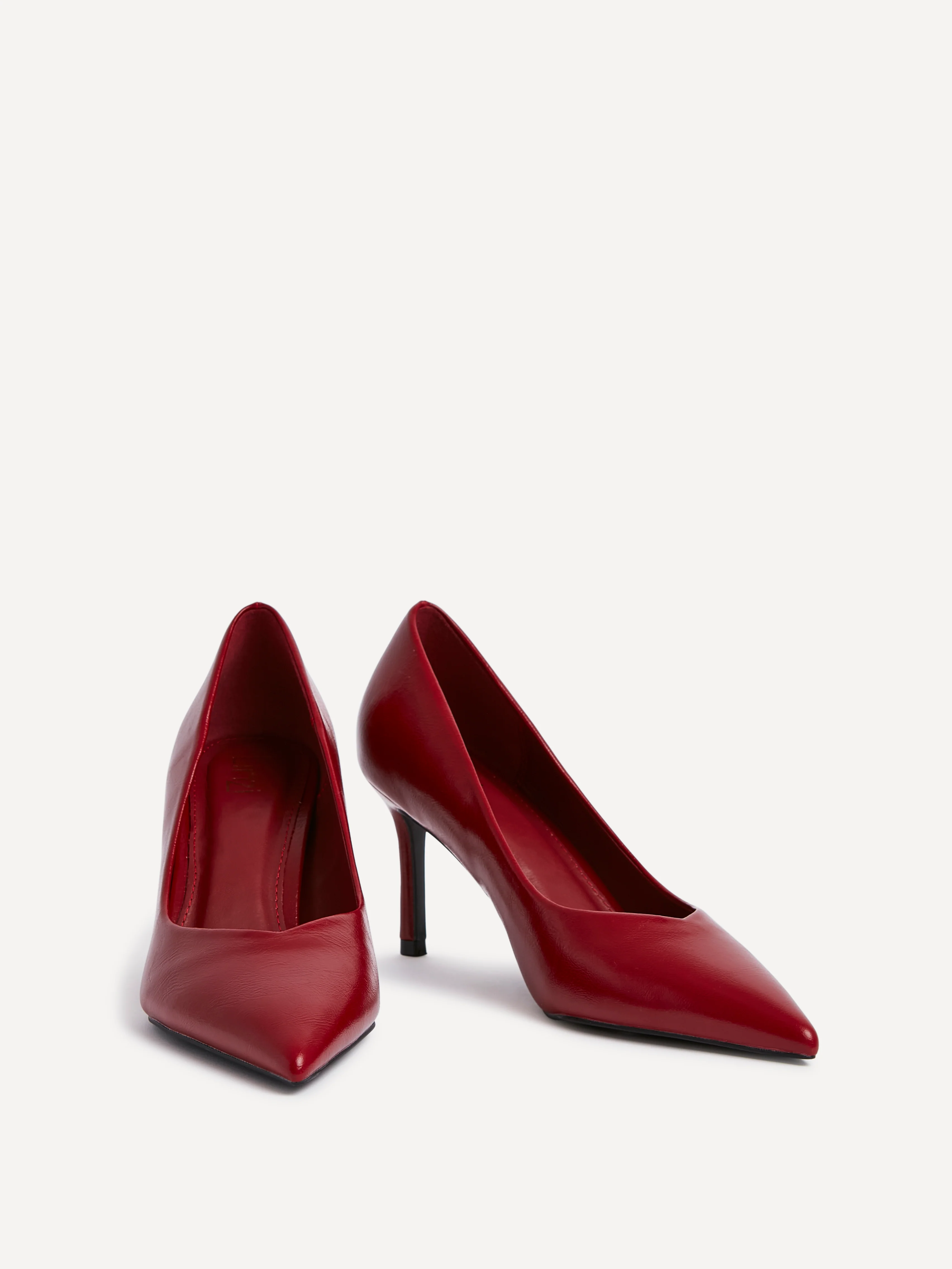 Classic Red Faux Leather Court Heels - Image 3