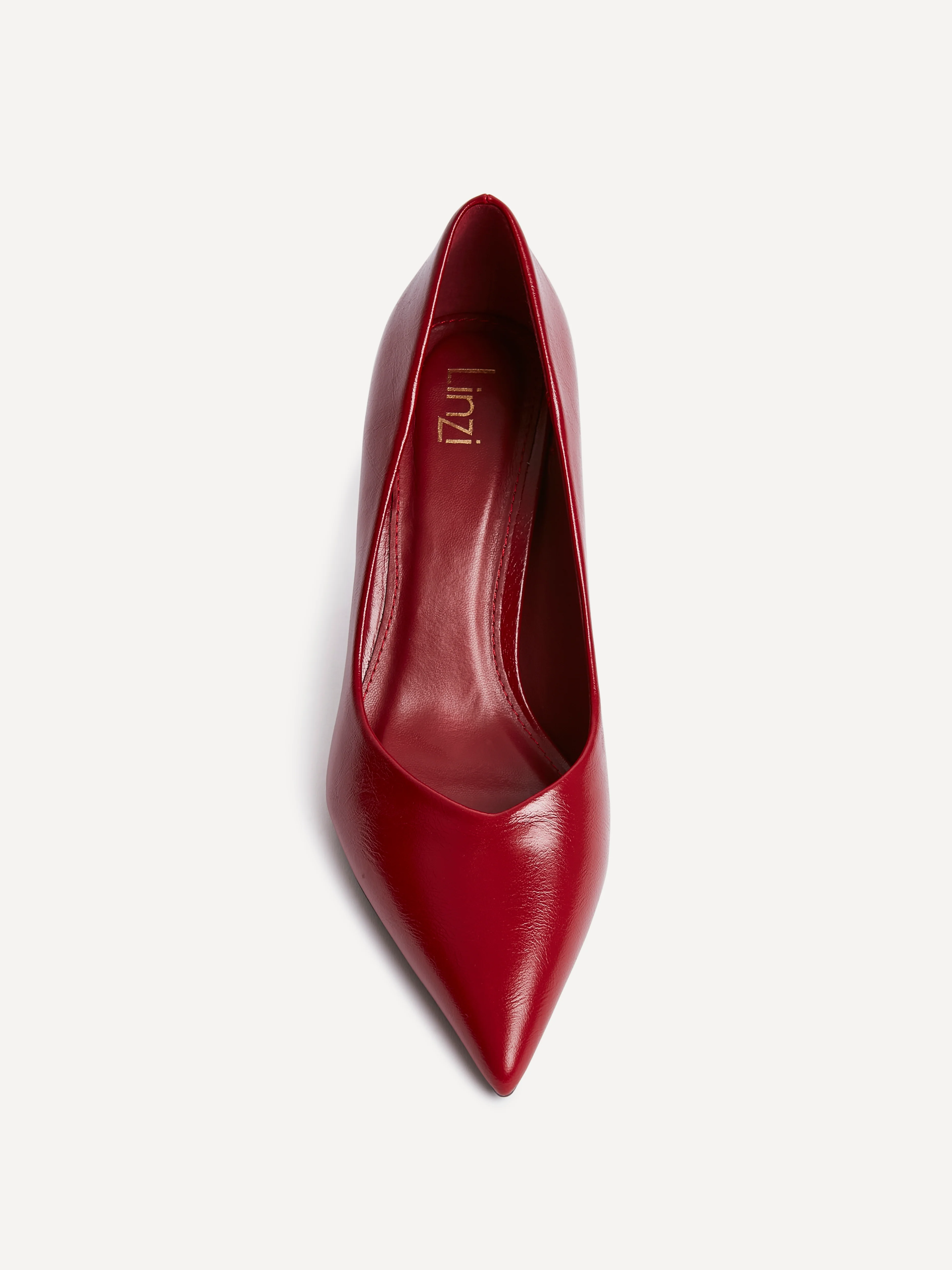Classic Red Faux Leather Court Heels - Image 4