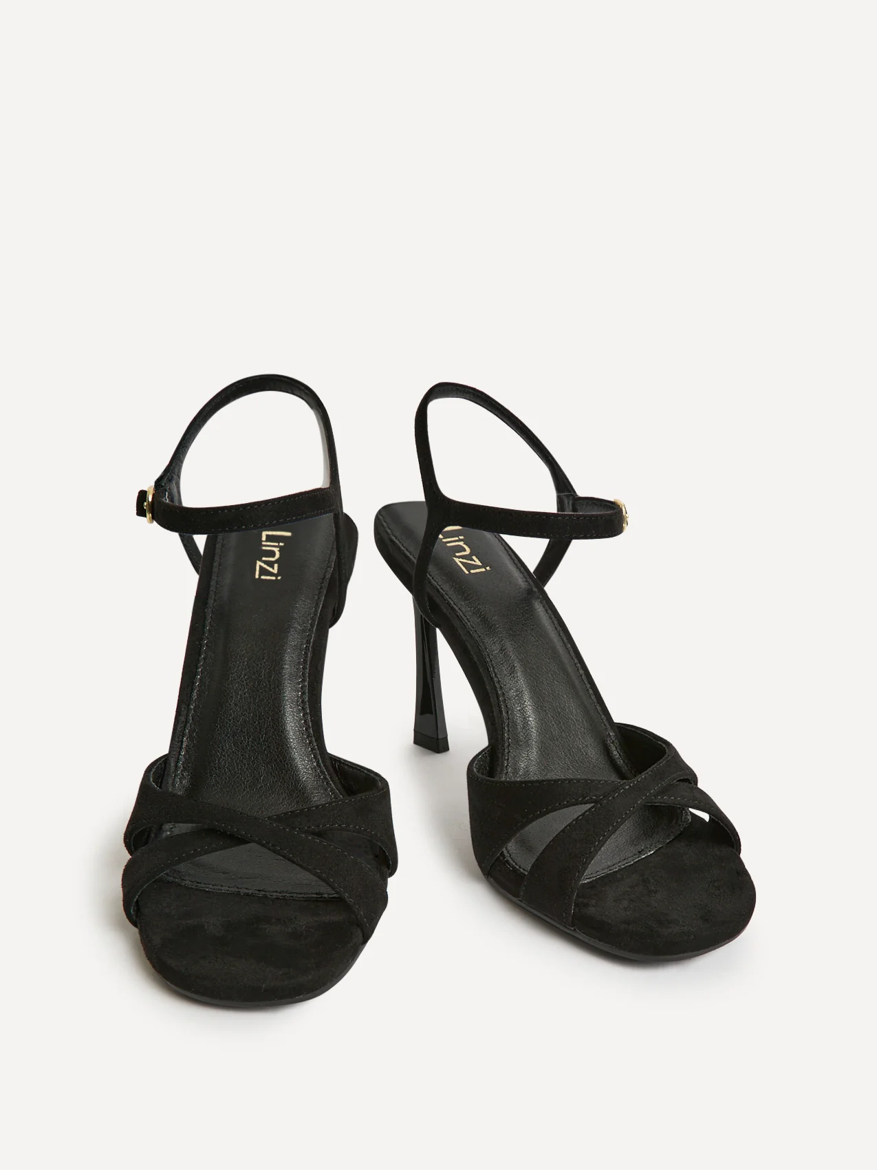 Compelled Black Faux Suede Stiletto Heeled Sandals - Image 3